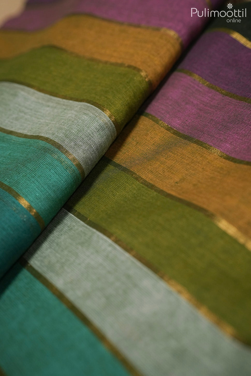 Olive green color Mul Cotton saree
