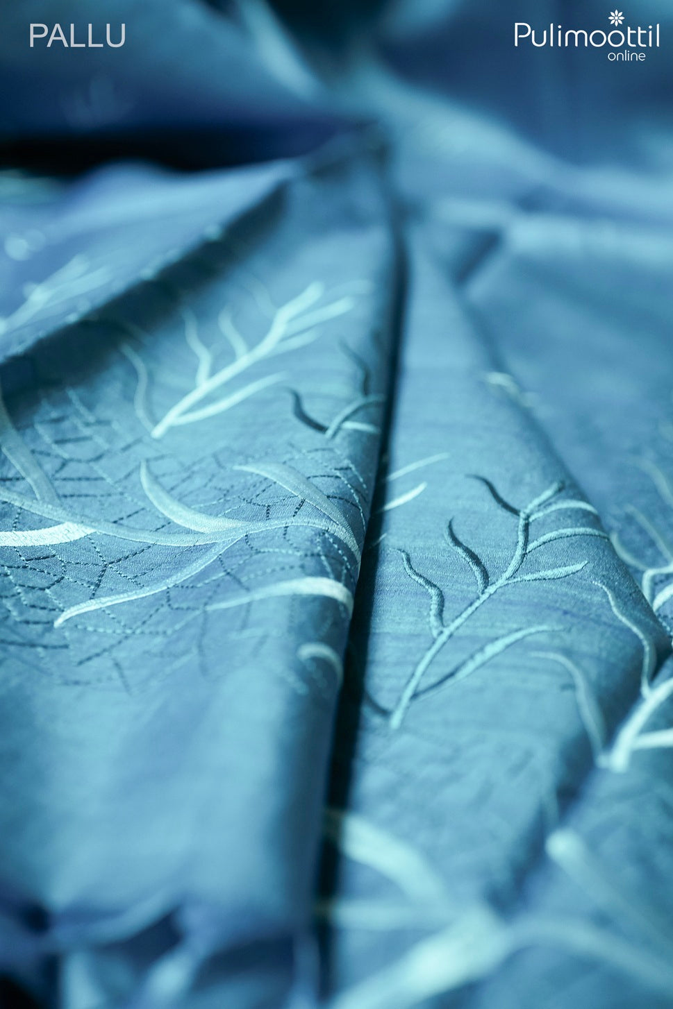 Dark aqua blue color Tussar silk saree