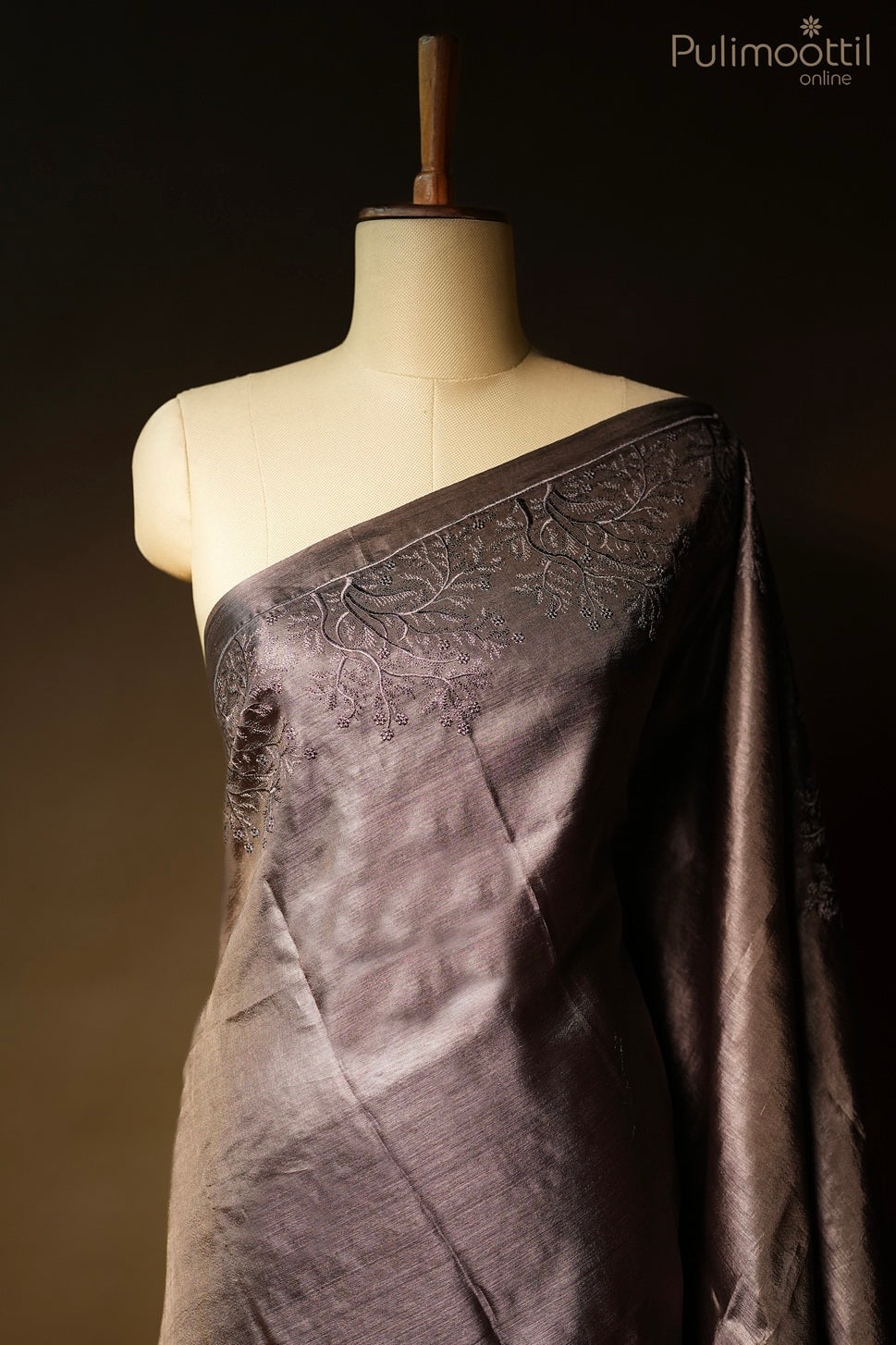 Licorice color Tussar silk saree