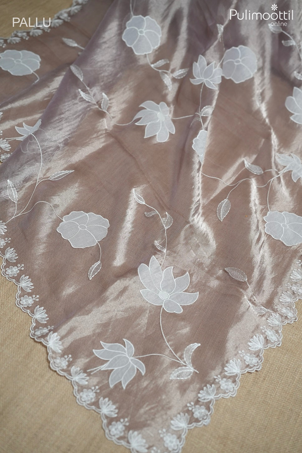 Light mauve color tissue organza fancy saree