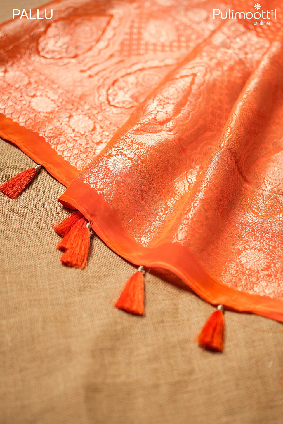 Orange color Banarasi saree