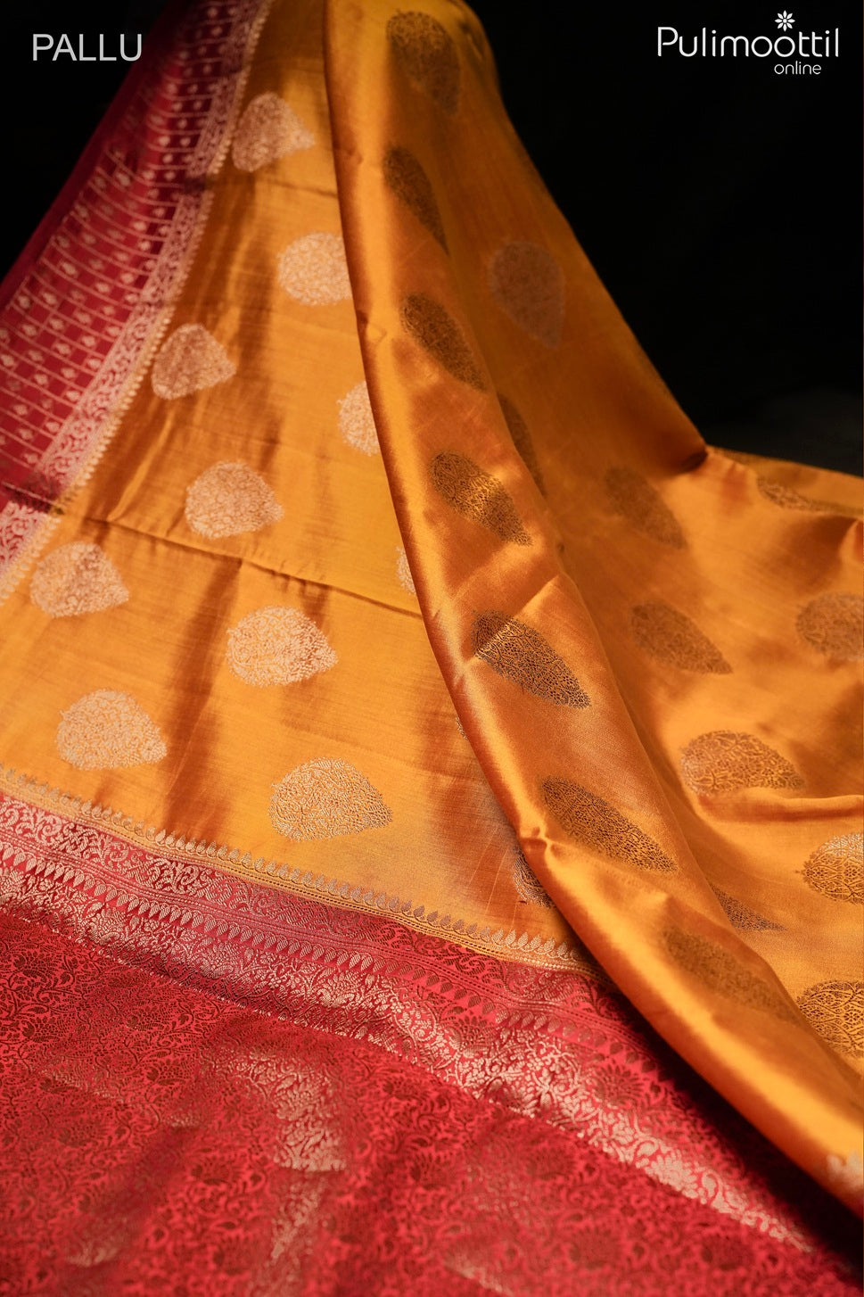 Golden yellow color Chiniya silk saree