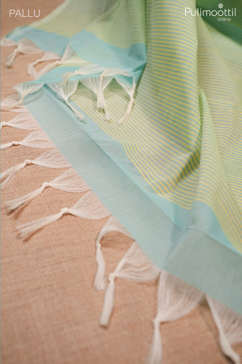 Mint green color handloom cotton saree