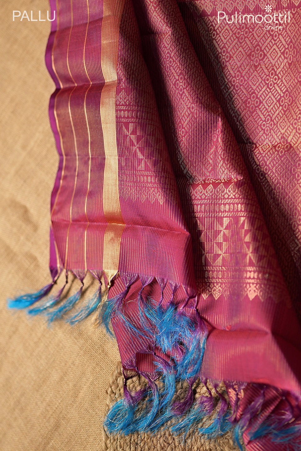 Dark pink Kanchipuram designer saree