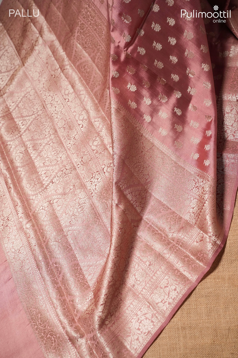 Dusty peach color Chiniya silk saree