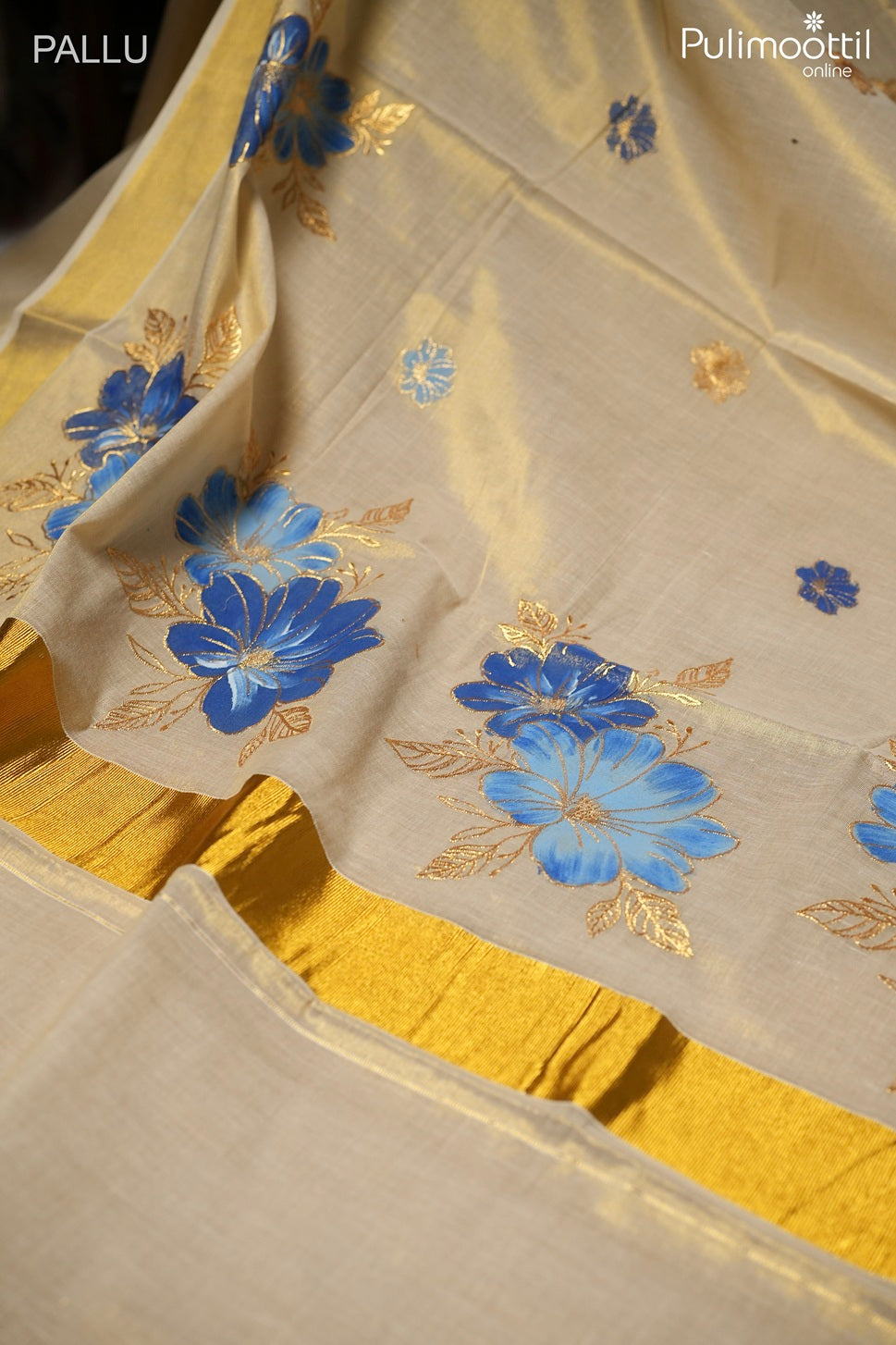 Kerala traditional golden tissue set saree