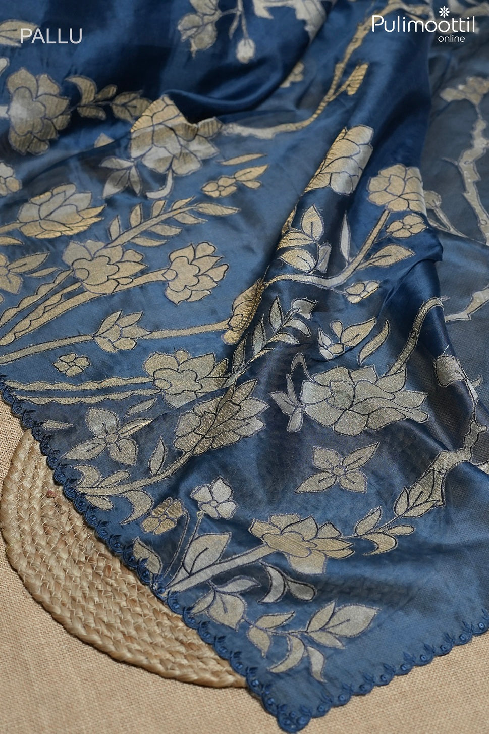 Dark German blue color organza fancy saree
