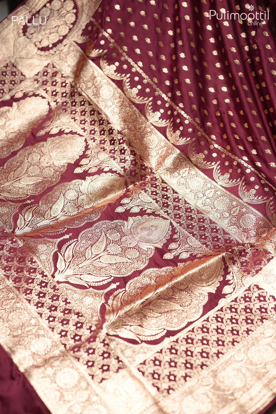 Maroon color Banarasi saree