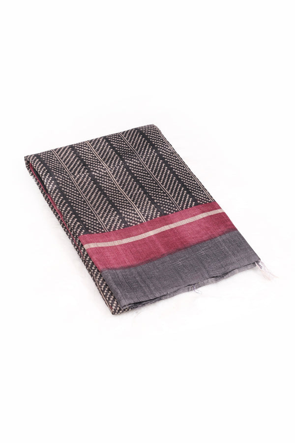 Black color jute silk saree