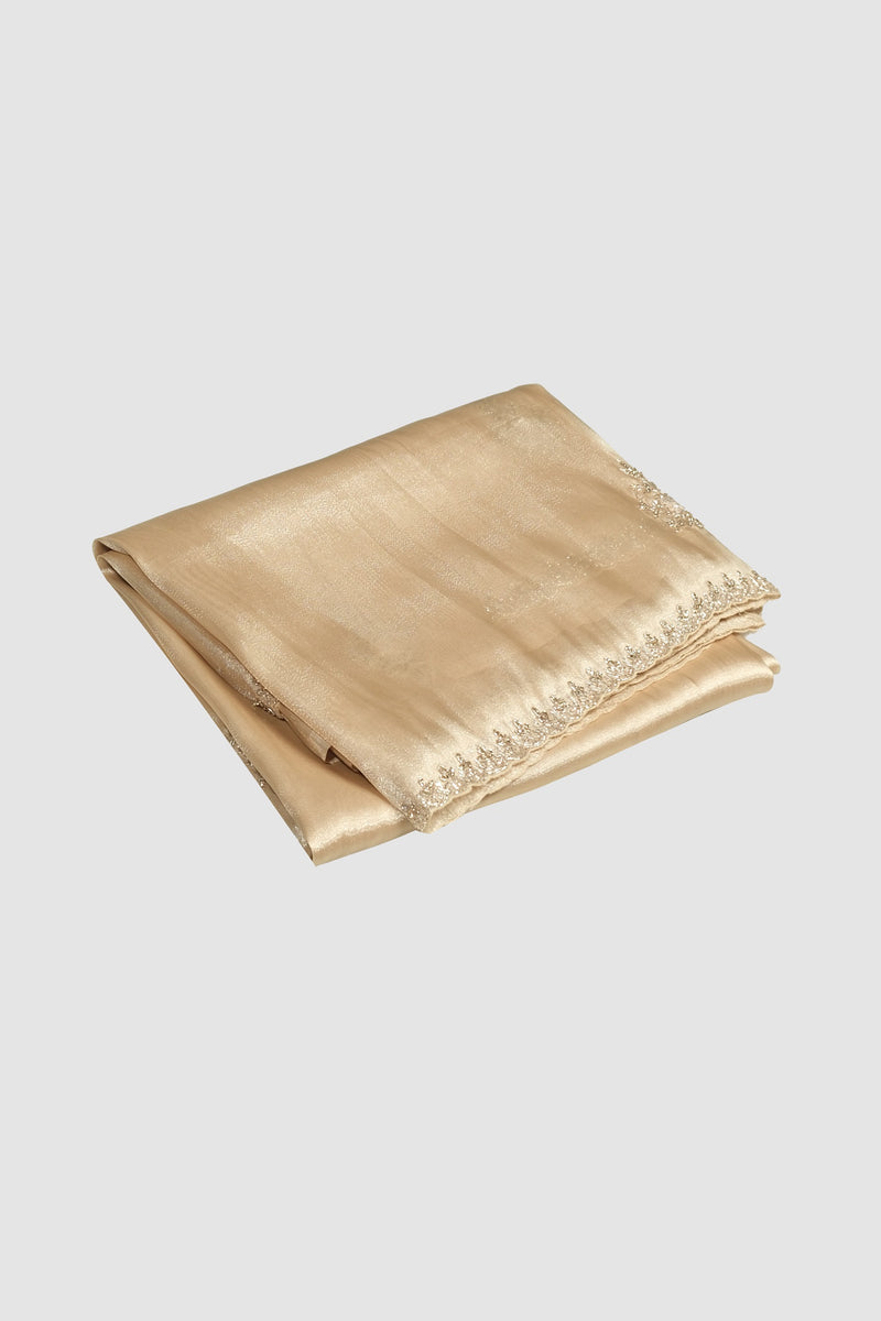 Light golden color soft Organza saree.