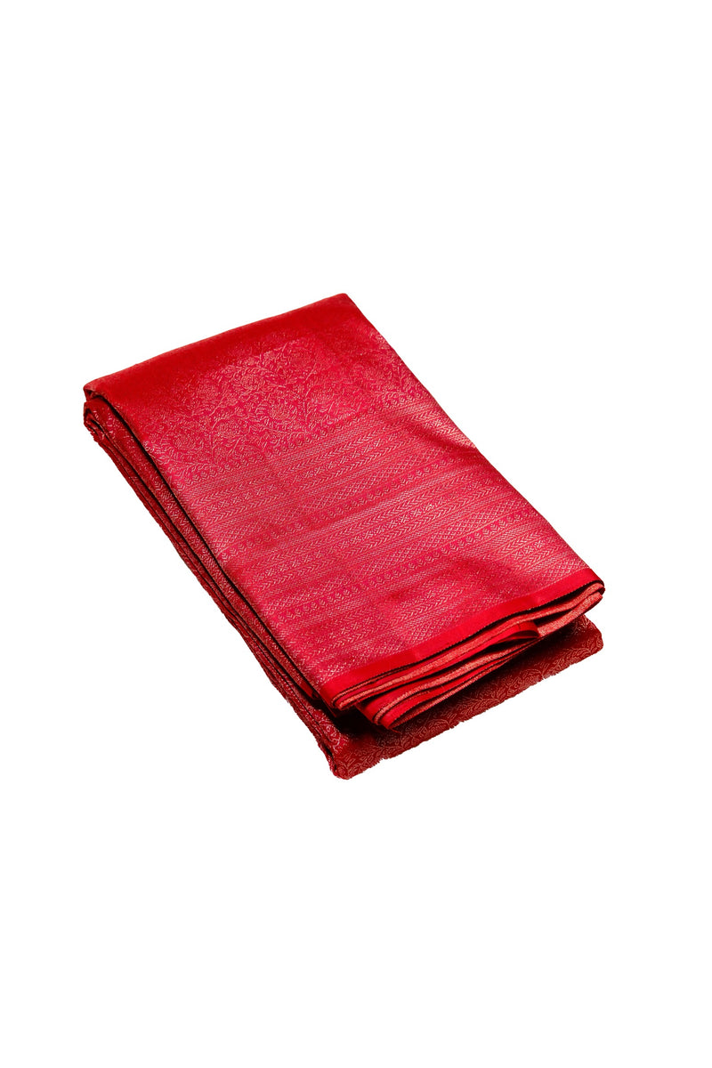 Cherry red color Kanchipuram Wedding saree