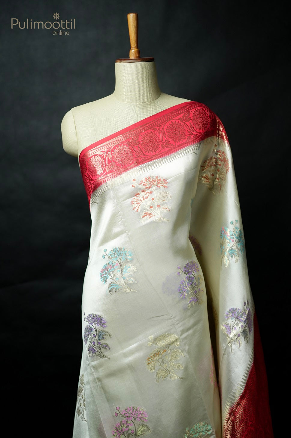 Dupion Silk Cream Colour Fancy Saree