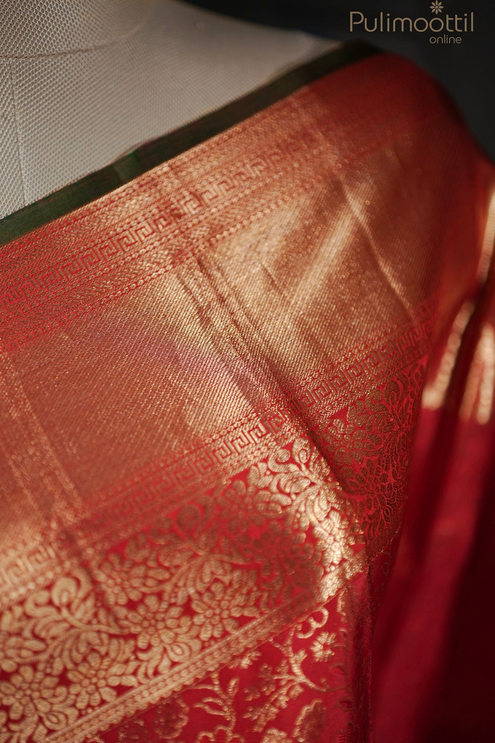 Chilli Red colour Kanchipuram Brocade Wedding Saree