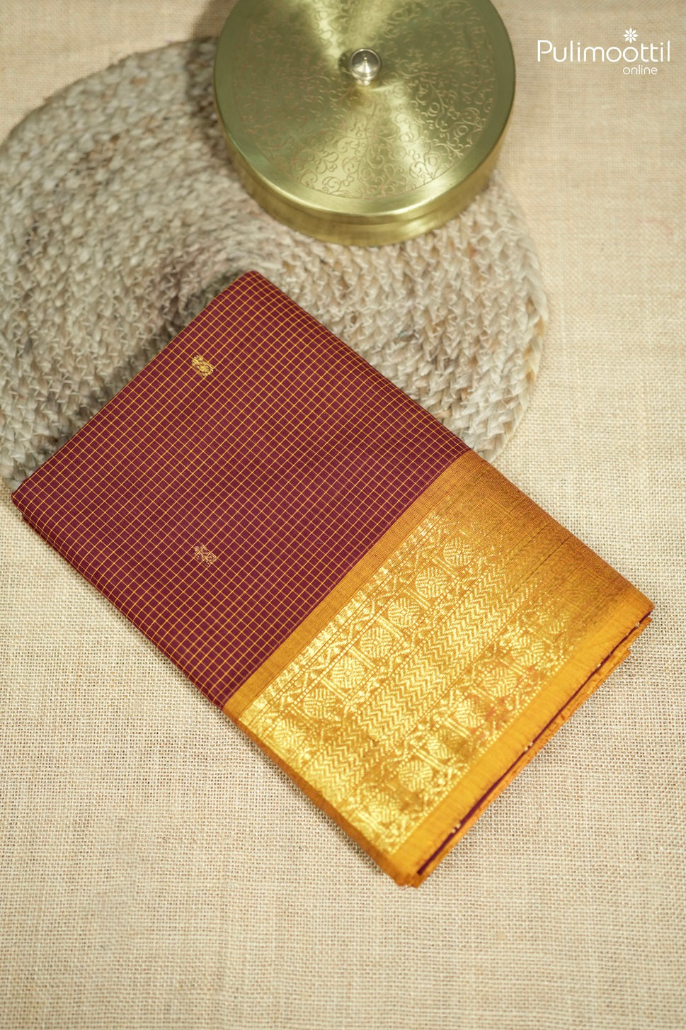 Maroon Colour Kalyani Check Cotton Saree