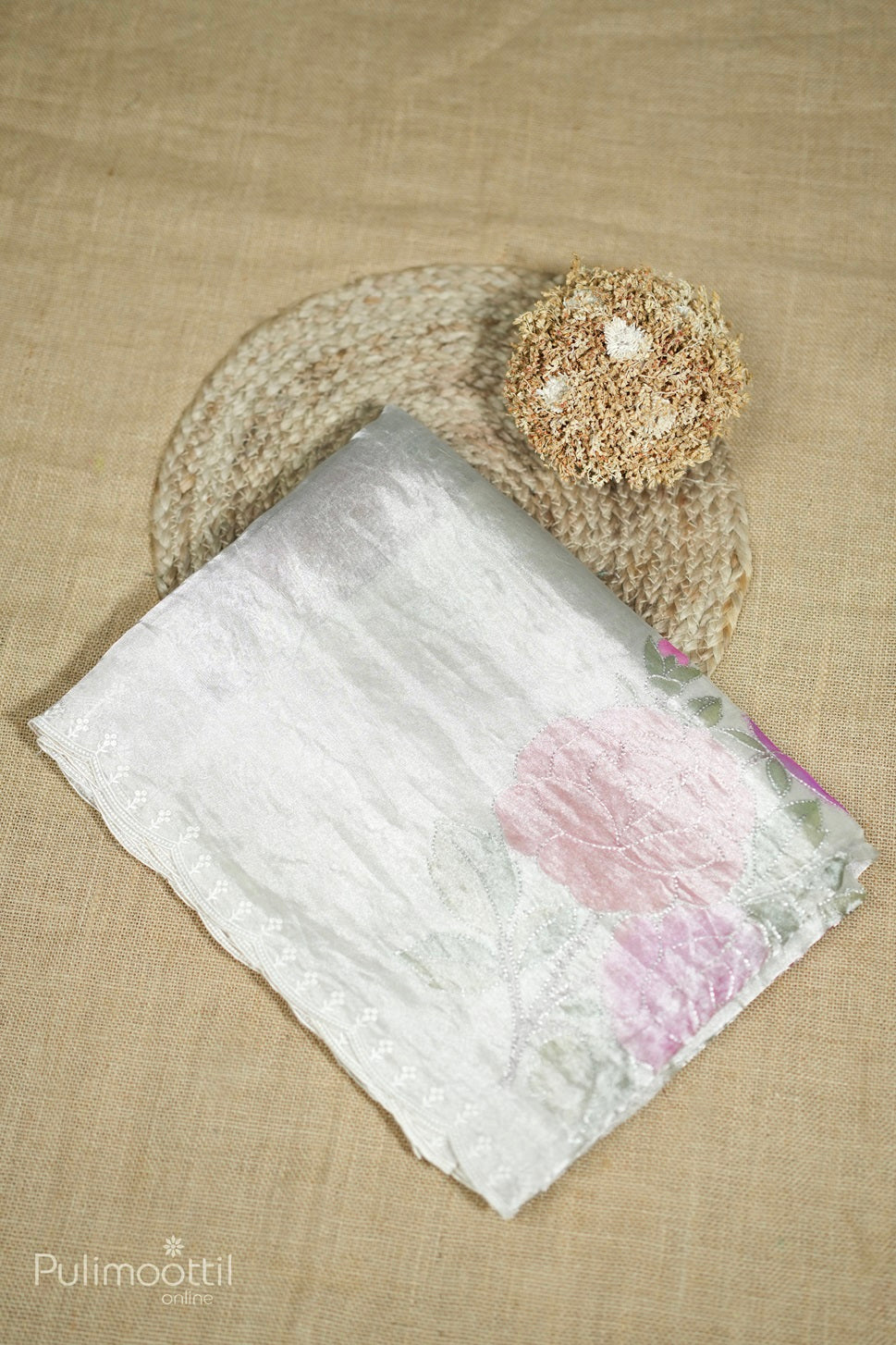 Ivory Colour Tissue Organza Fancy Saree