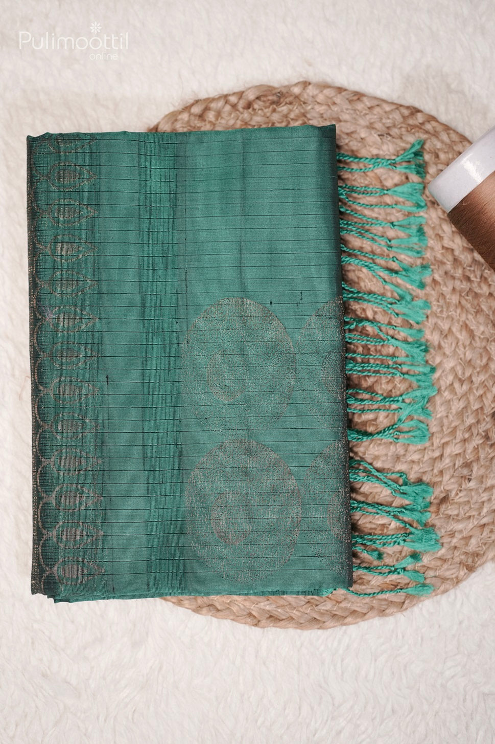 Teal Green Colour Kanchipuram Soft Silk Saree