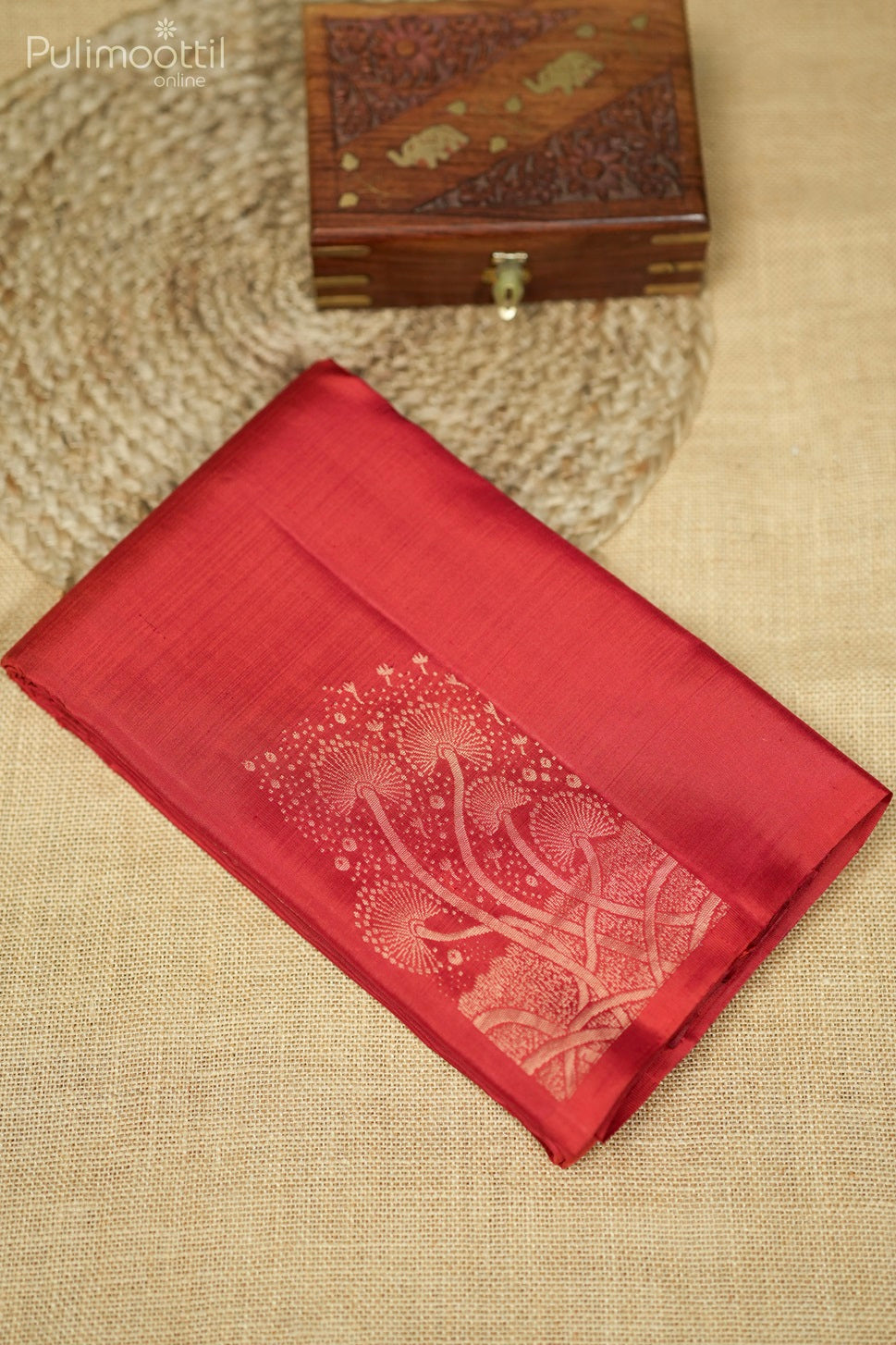 Brick Red Colour Kanchipuram Soft Silk Saree