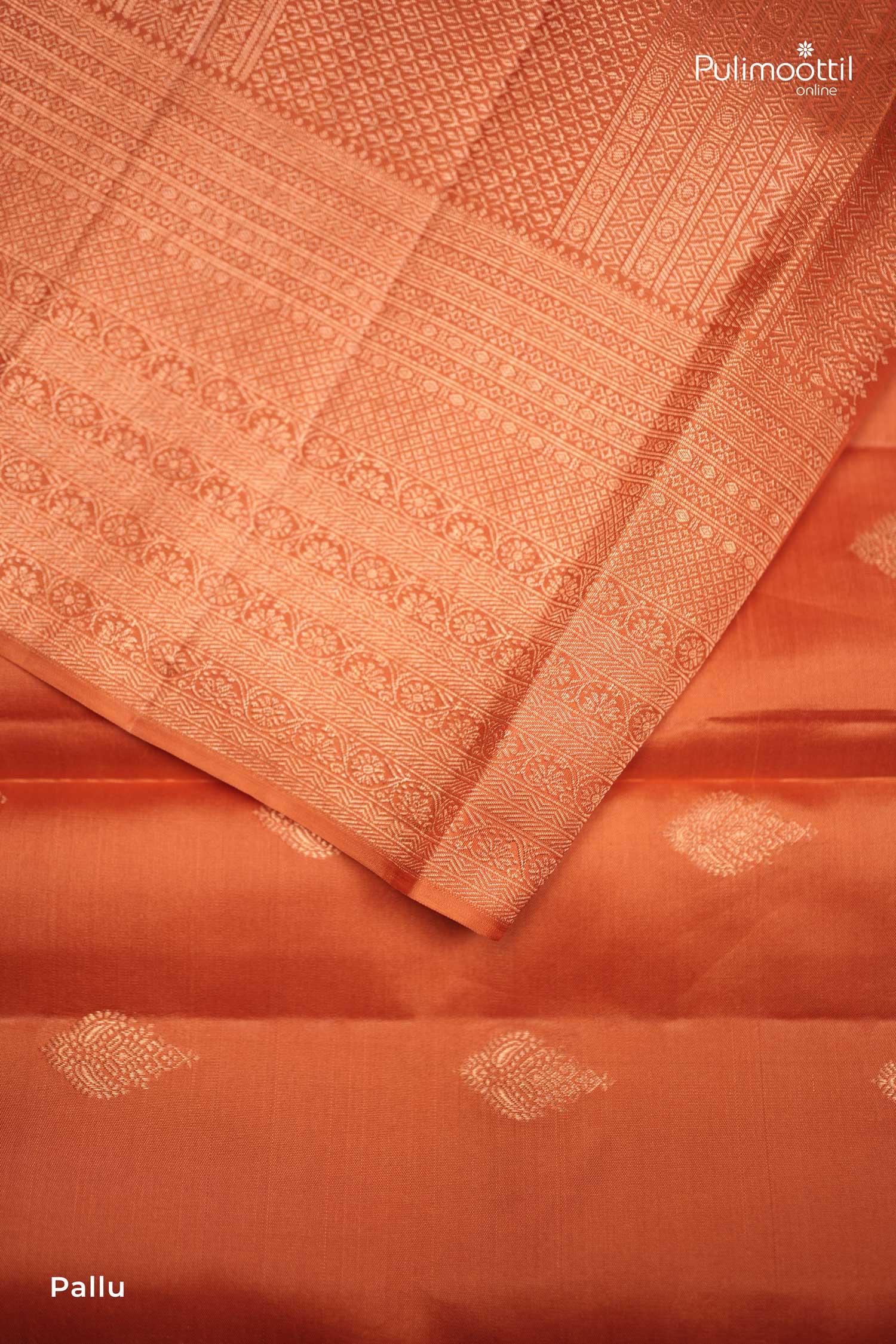 Burned Orange Kanchipuram Soft Silk Saree