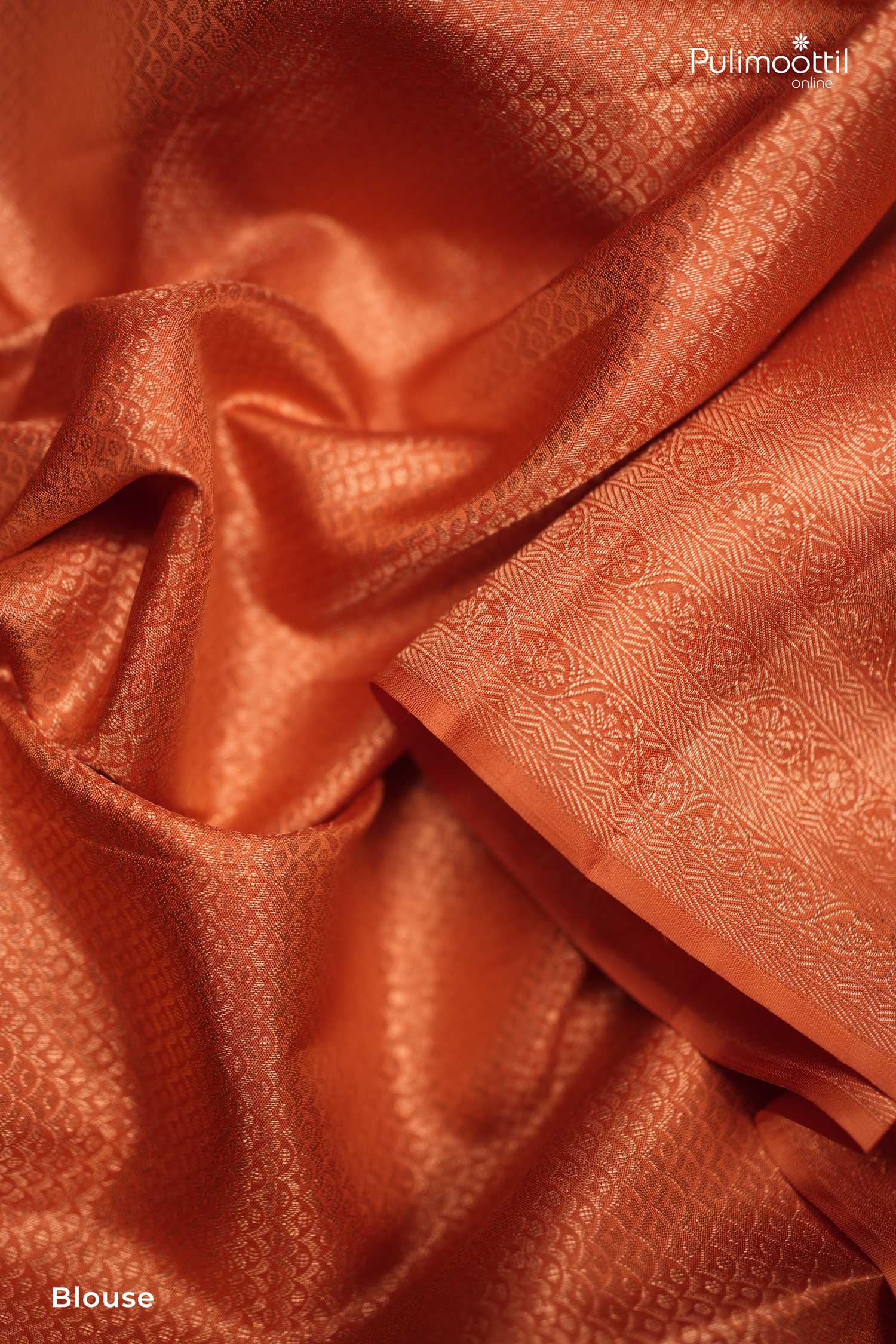 Burned Orange Kanchipuram Soft Silk Saree