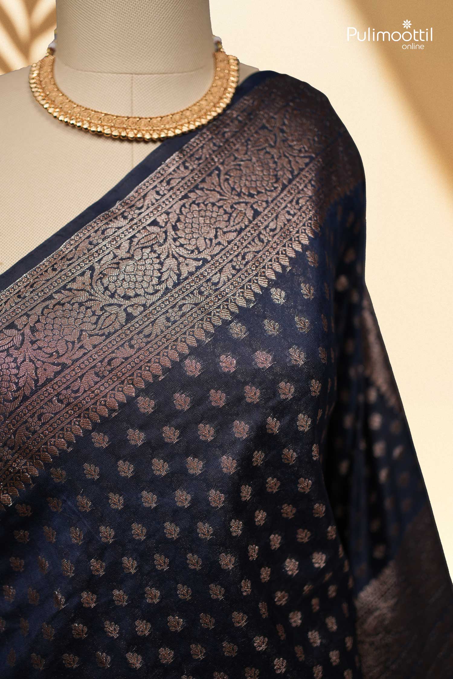 Peacock Blue colour Banarasi Saree