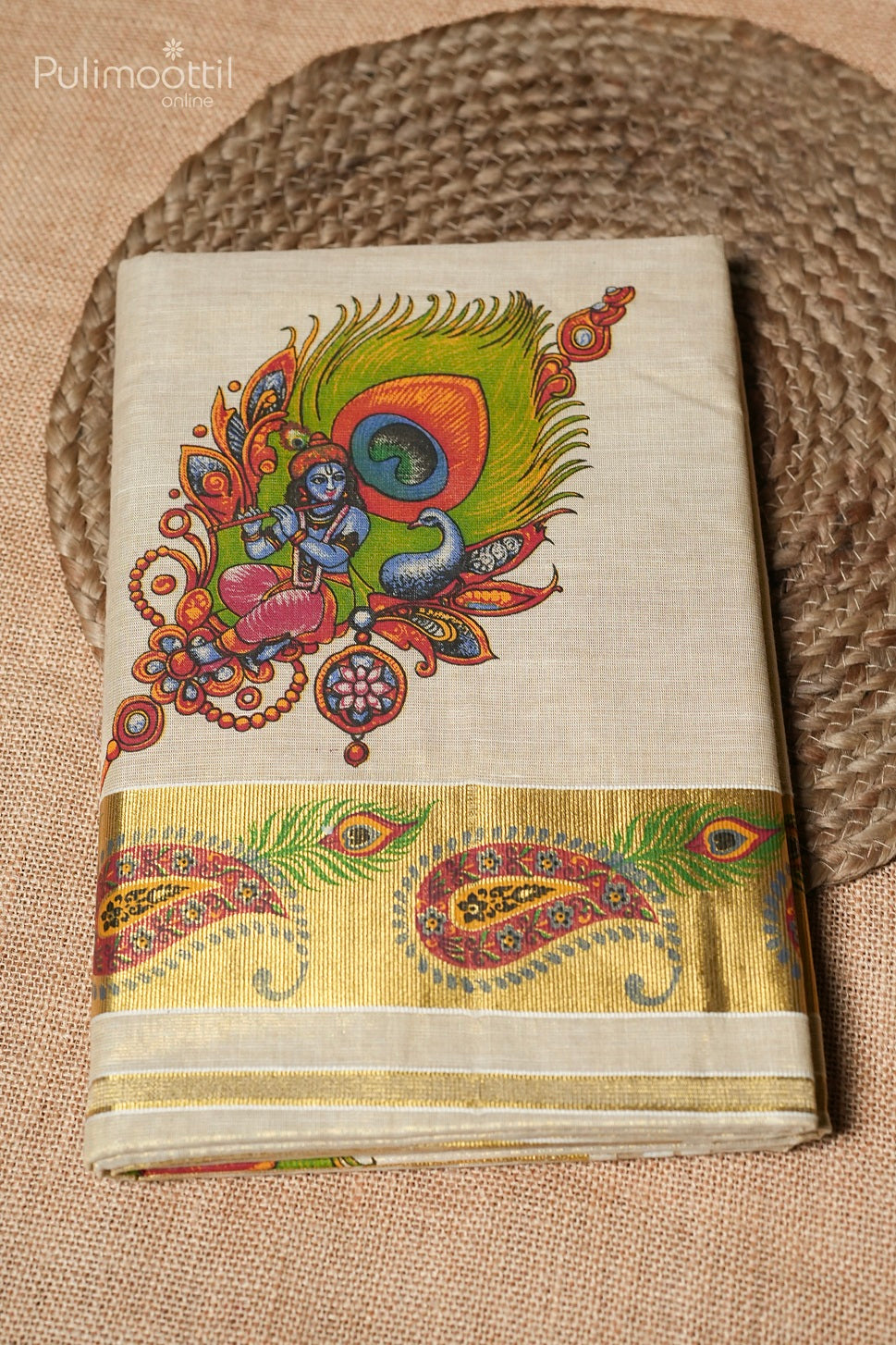 Kerala Traditional Golden Tissue Set Saree