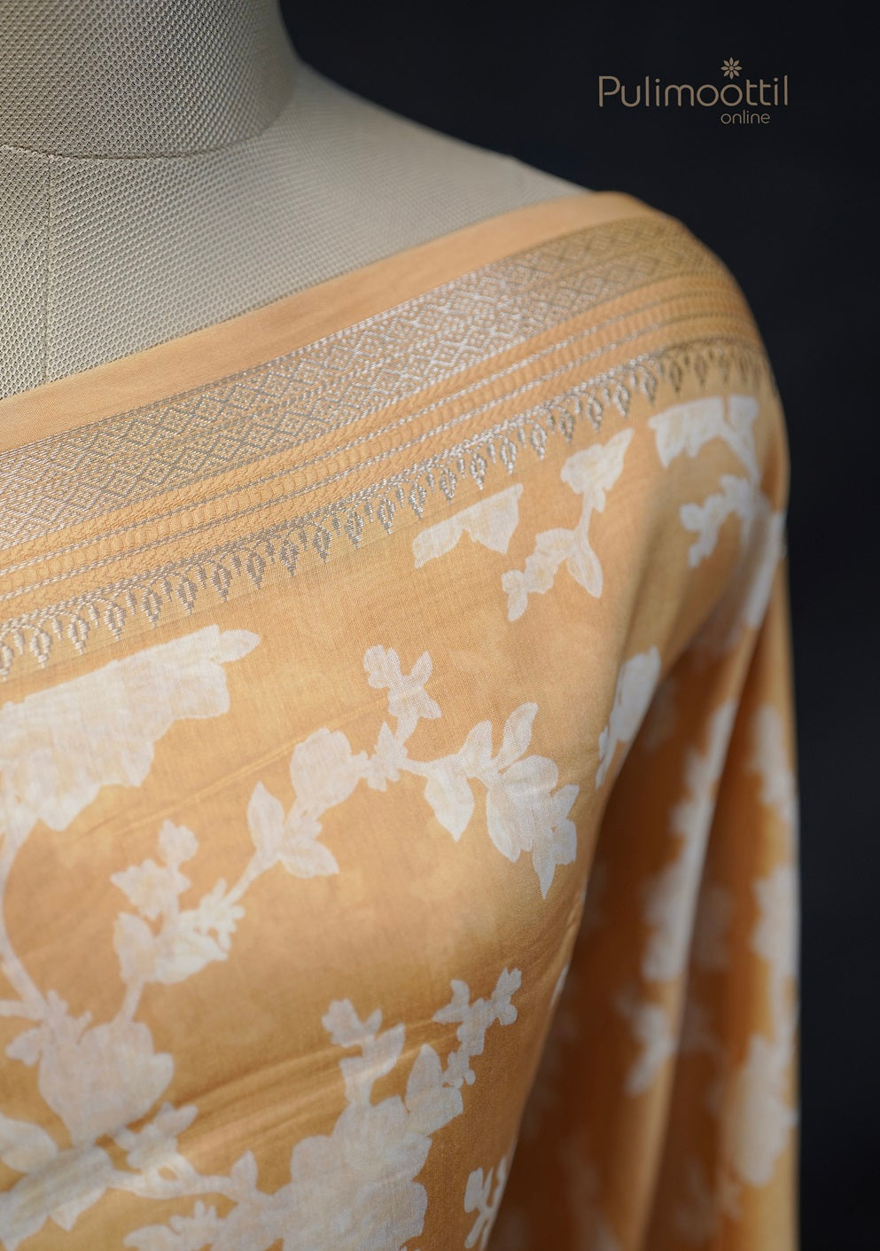 Pastel yellow Chanderi silk saree