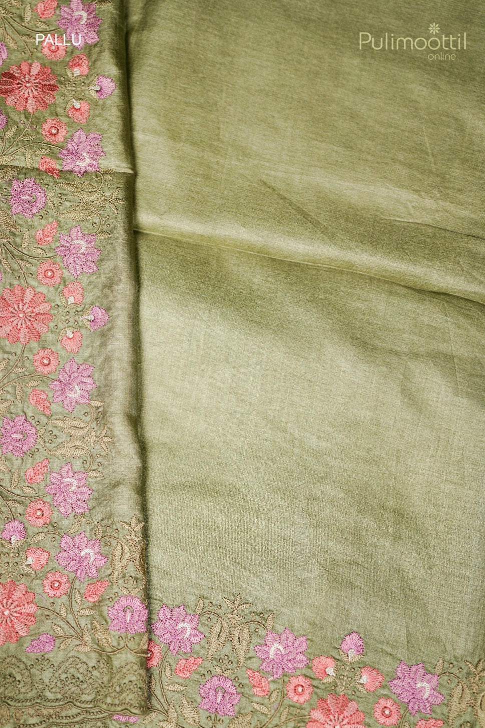 Olive Grey Colour Tussar Silk Saree.