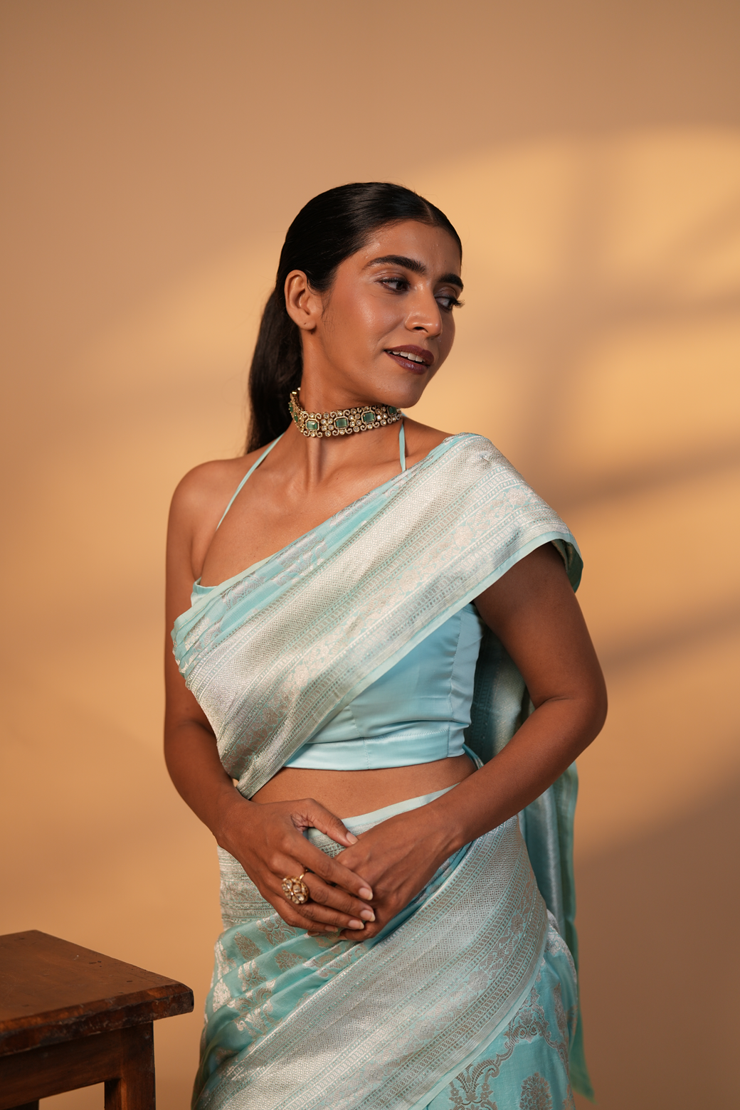 Light Sky Blue Colour Banarasi Saree