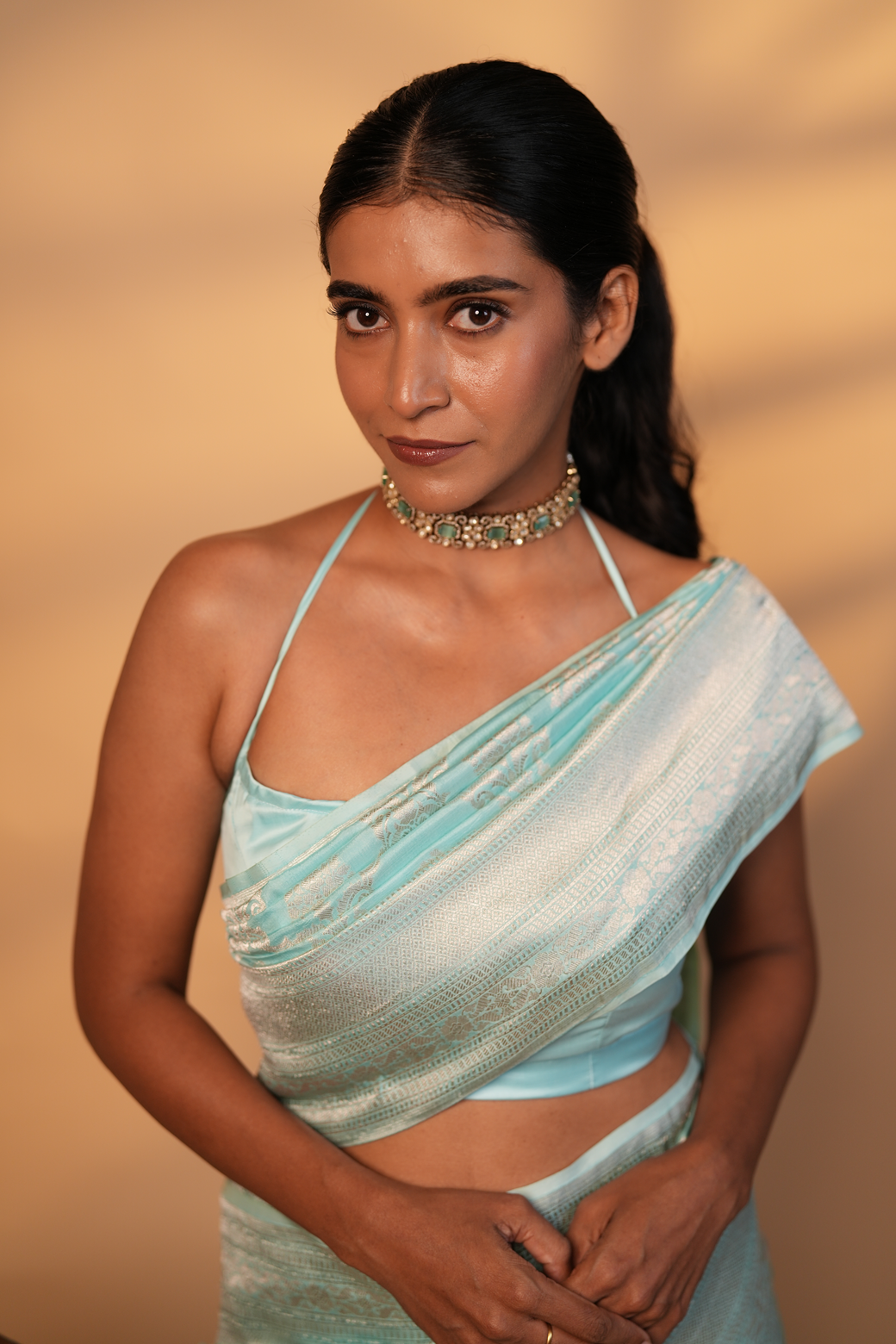 Light Sky Blue Colour Banarasi Saree