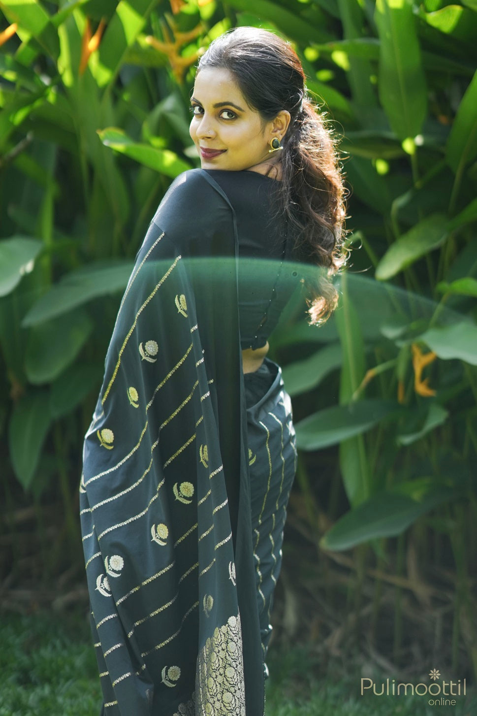 Black Colour Chiffon Banarasi Saree