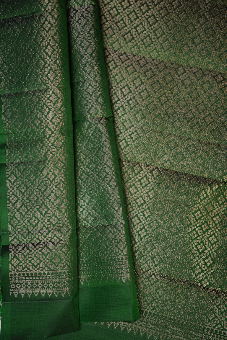 Bottle Green Colour Kanchipuram Designer Saree