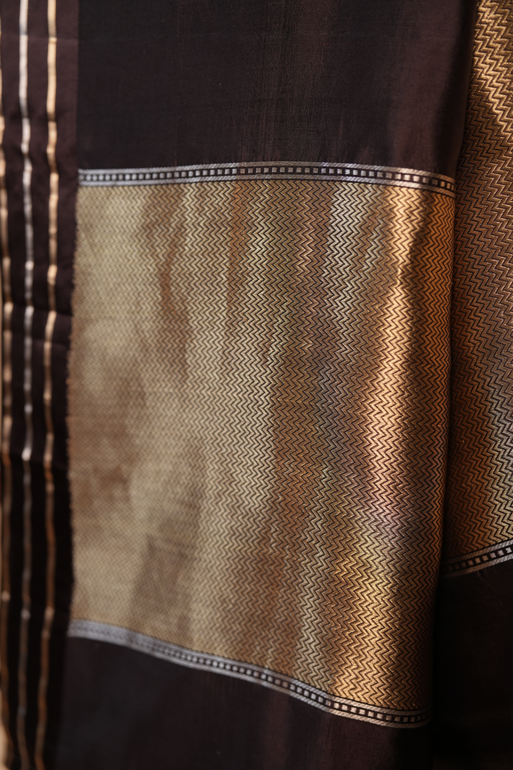 Coffee Brown Colour Puna Silk Saree