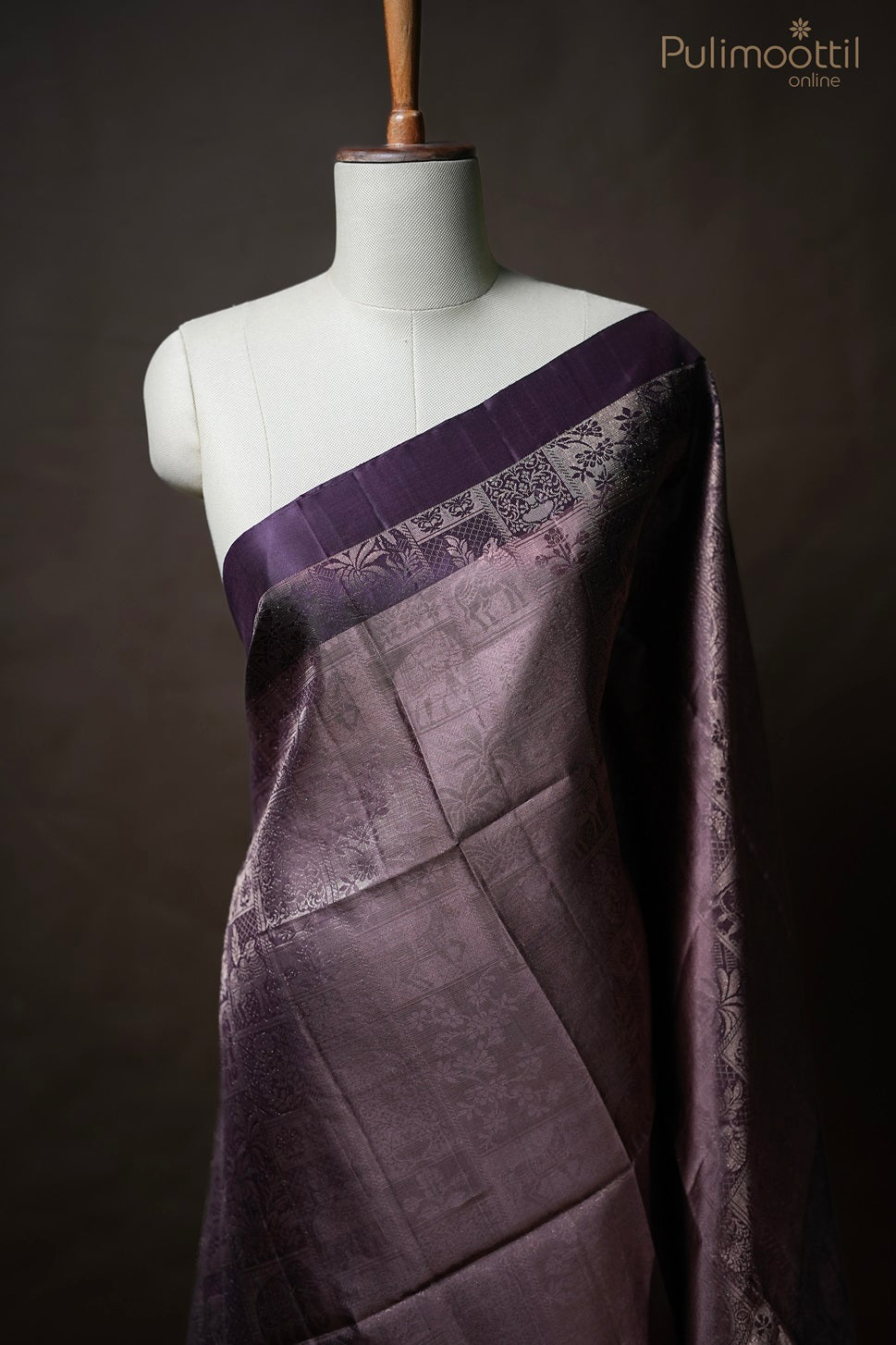 Light Chocolate Colour Kanchipuram Designer Saree