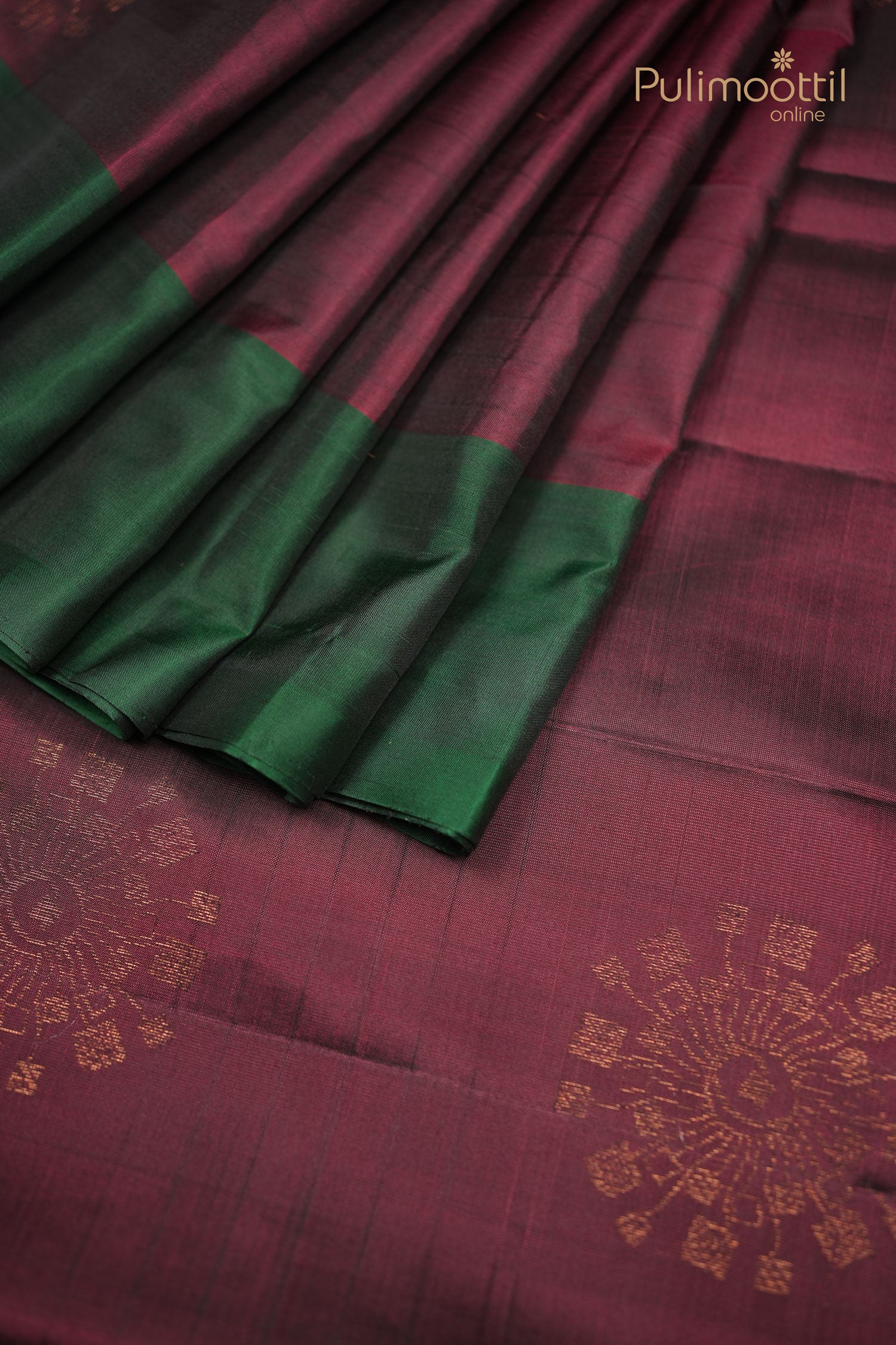 Dark Maroon Color Kanchipuram soft silk saree