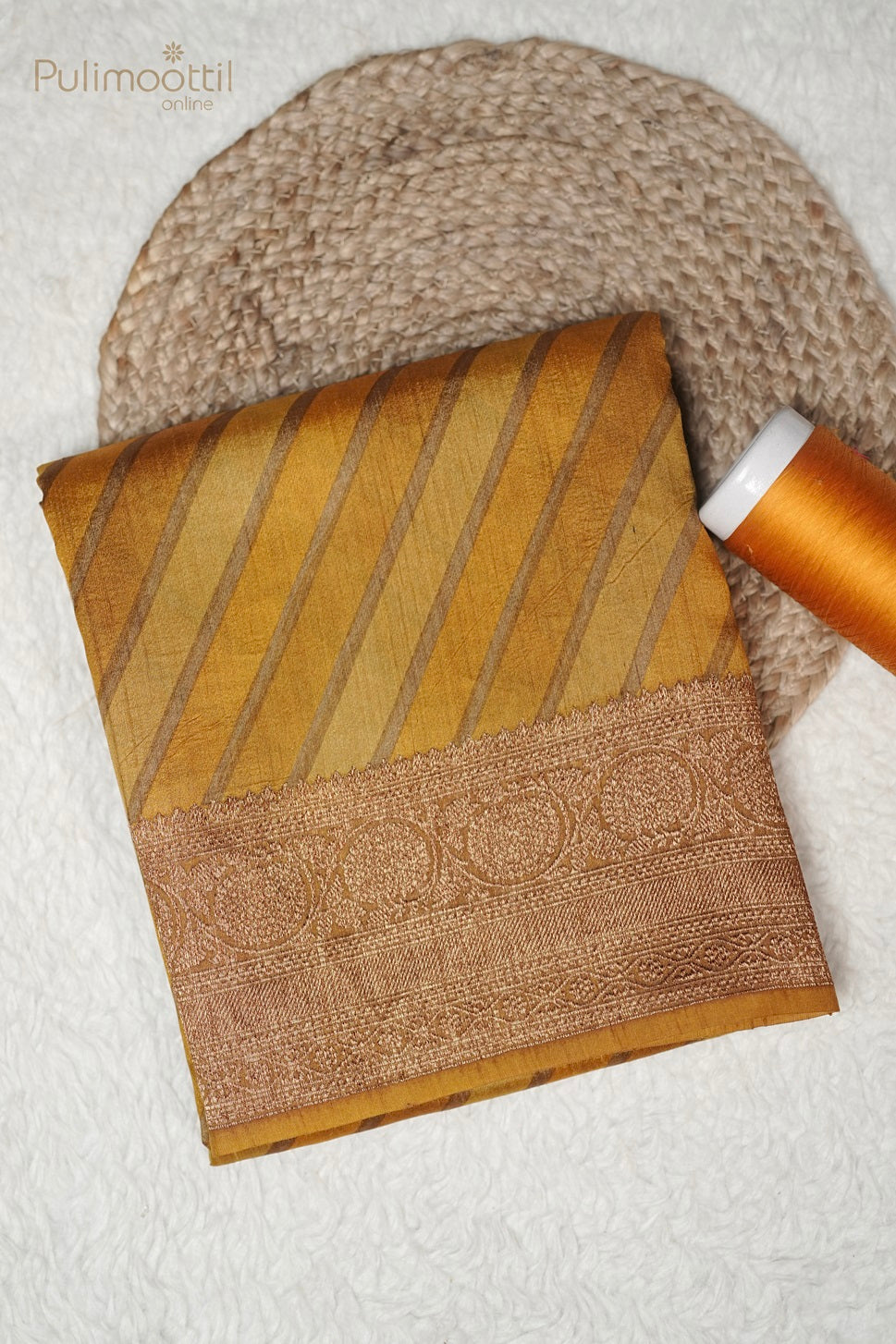 Golden Yellow Colour Tussar Silk Saree