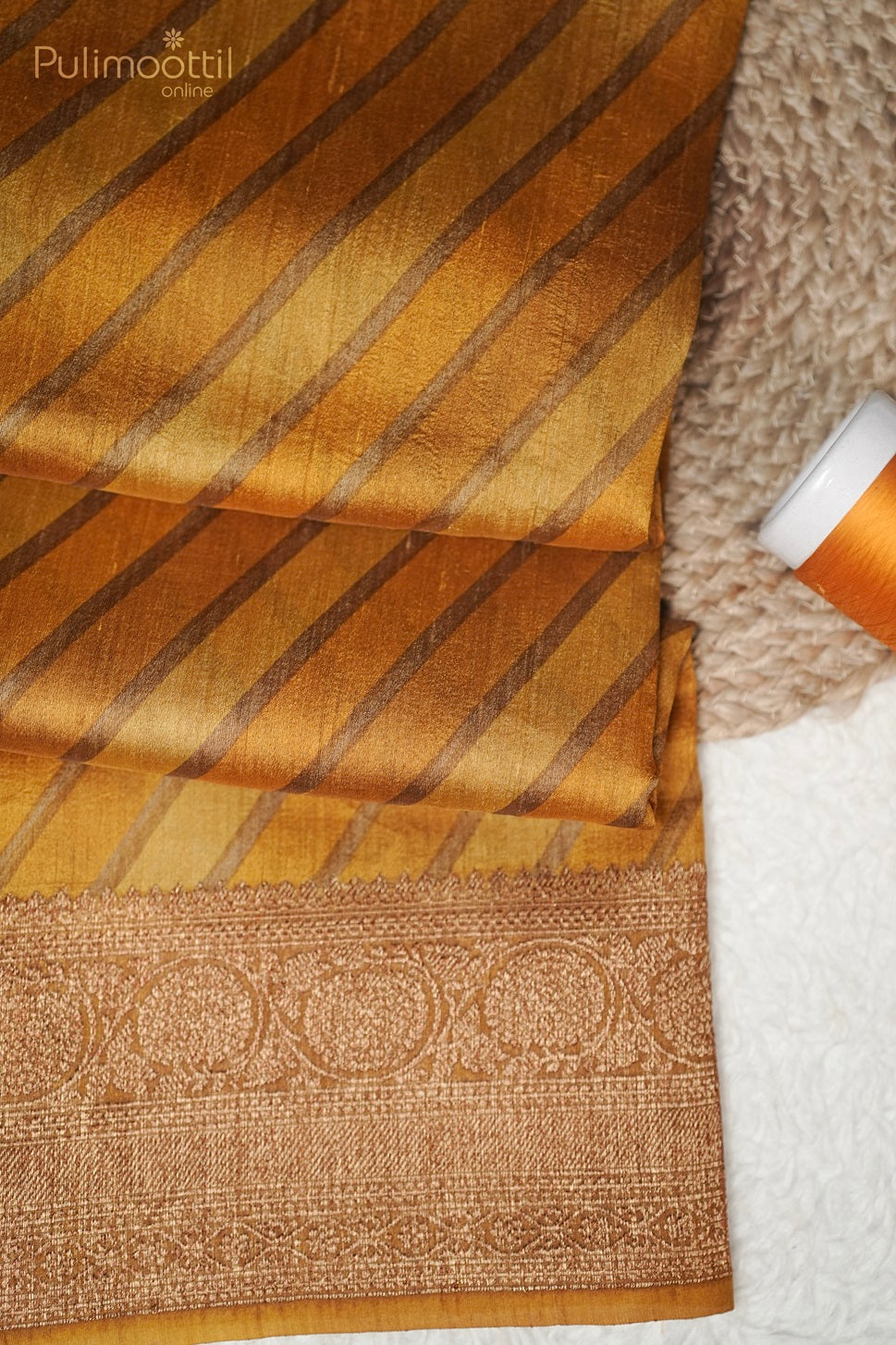 Golden Yellow Colour Tussar Silk Saree