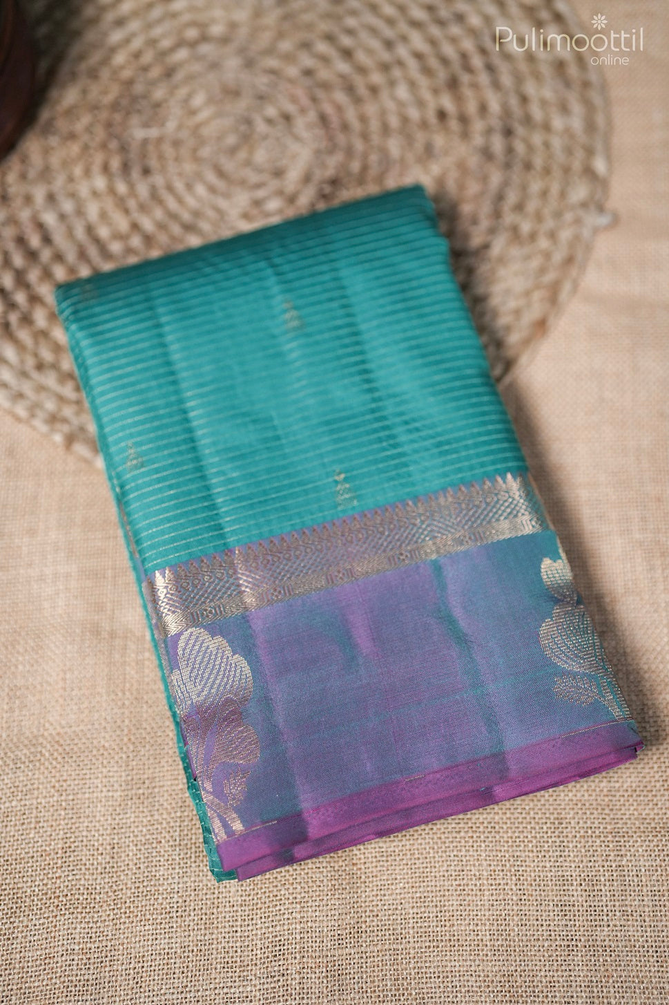 Peacock green-colored Kanchipuram soft silk saree