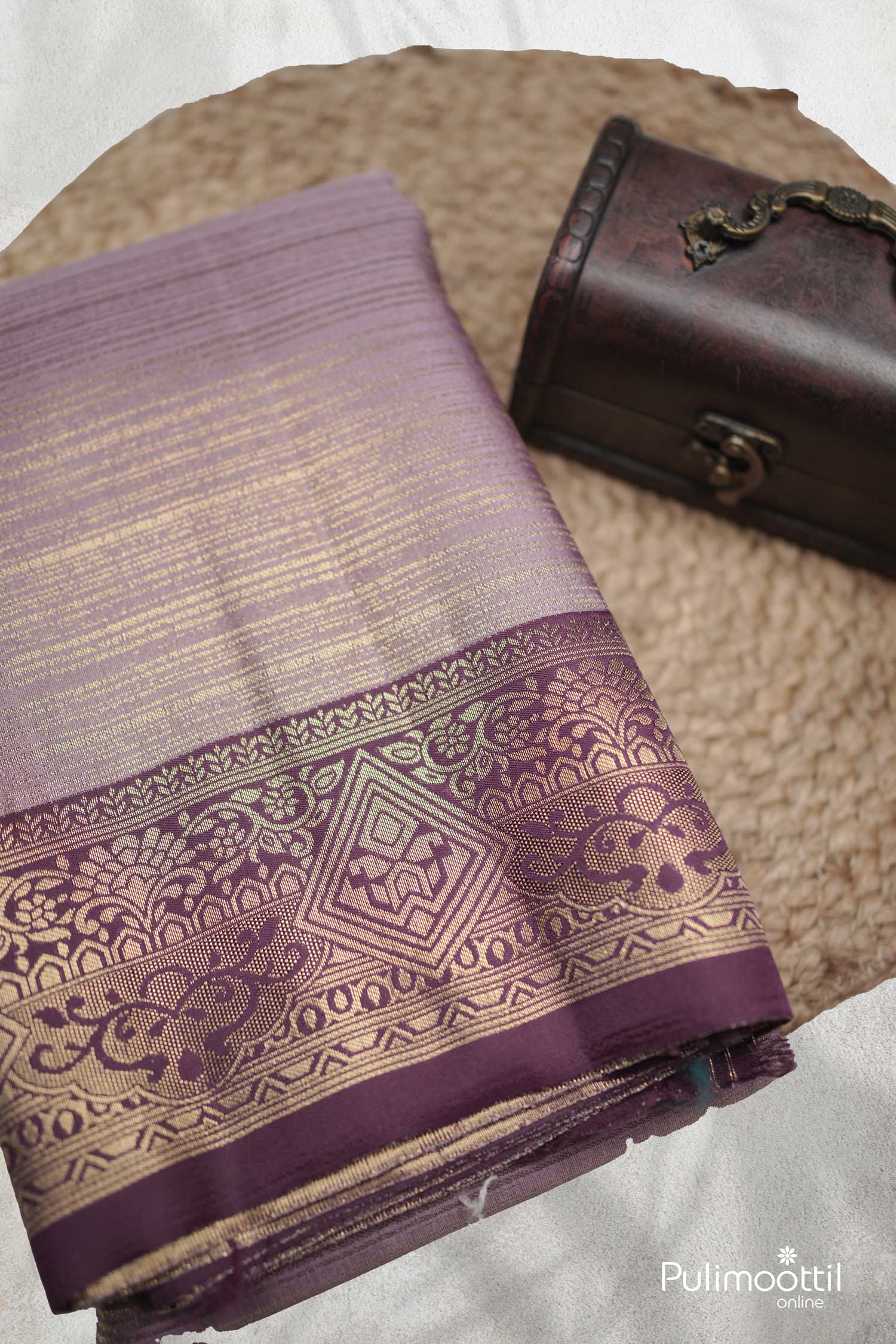 Lavender Colour Semi Silk Saree.