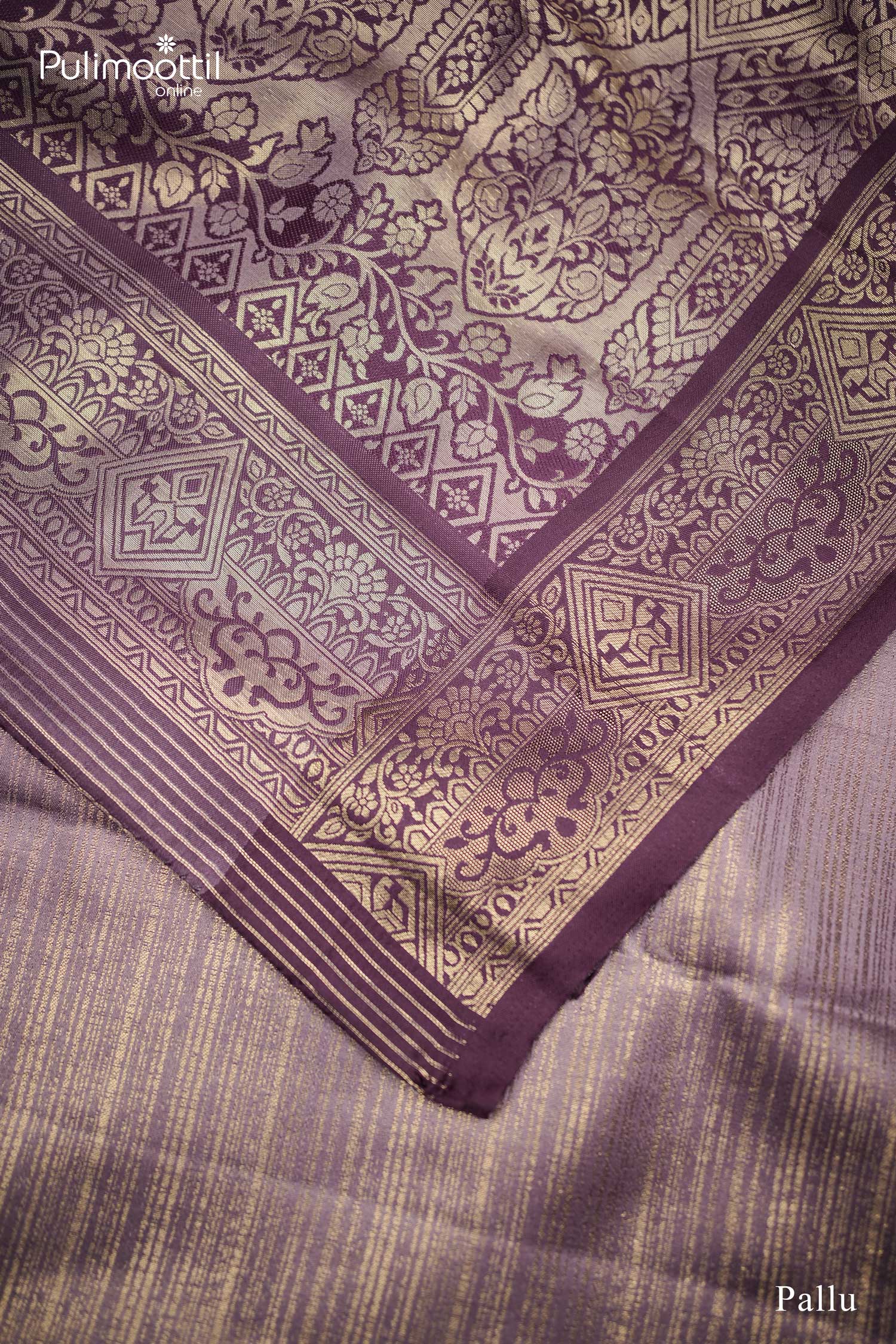 Lavender Colour Semi Silk Saree.