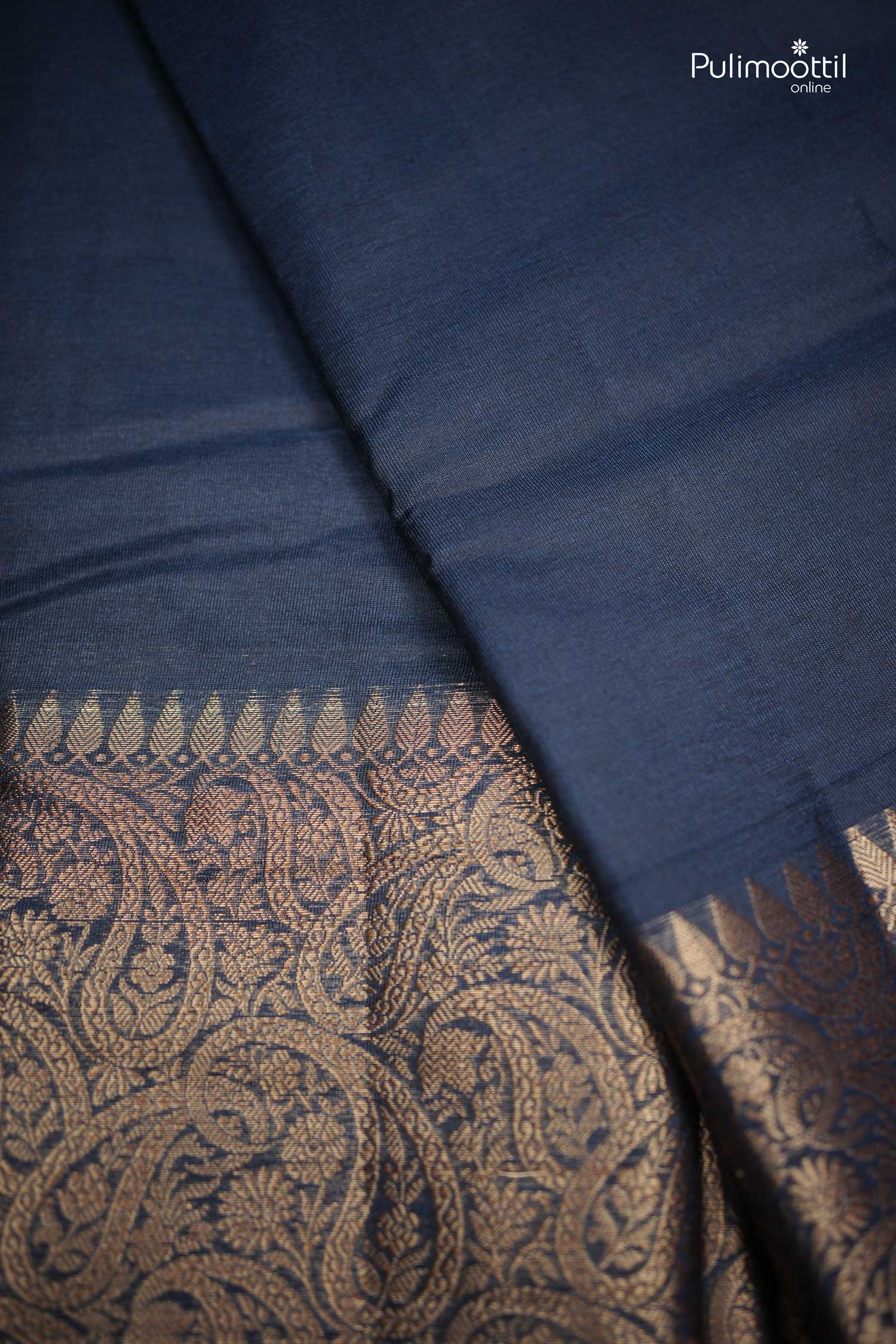 Navy Blue Banarasi Saree.