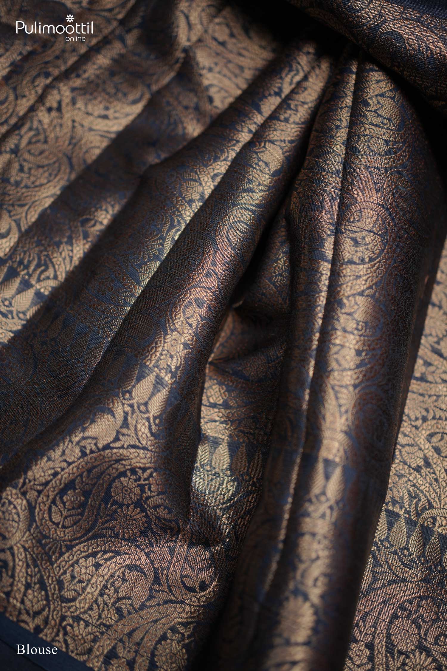 Navy Blue Banarasi Saree.