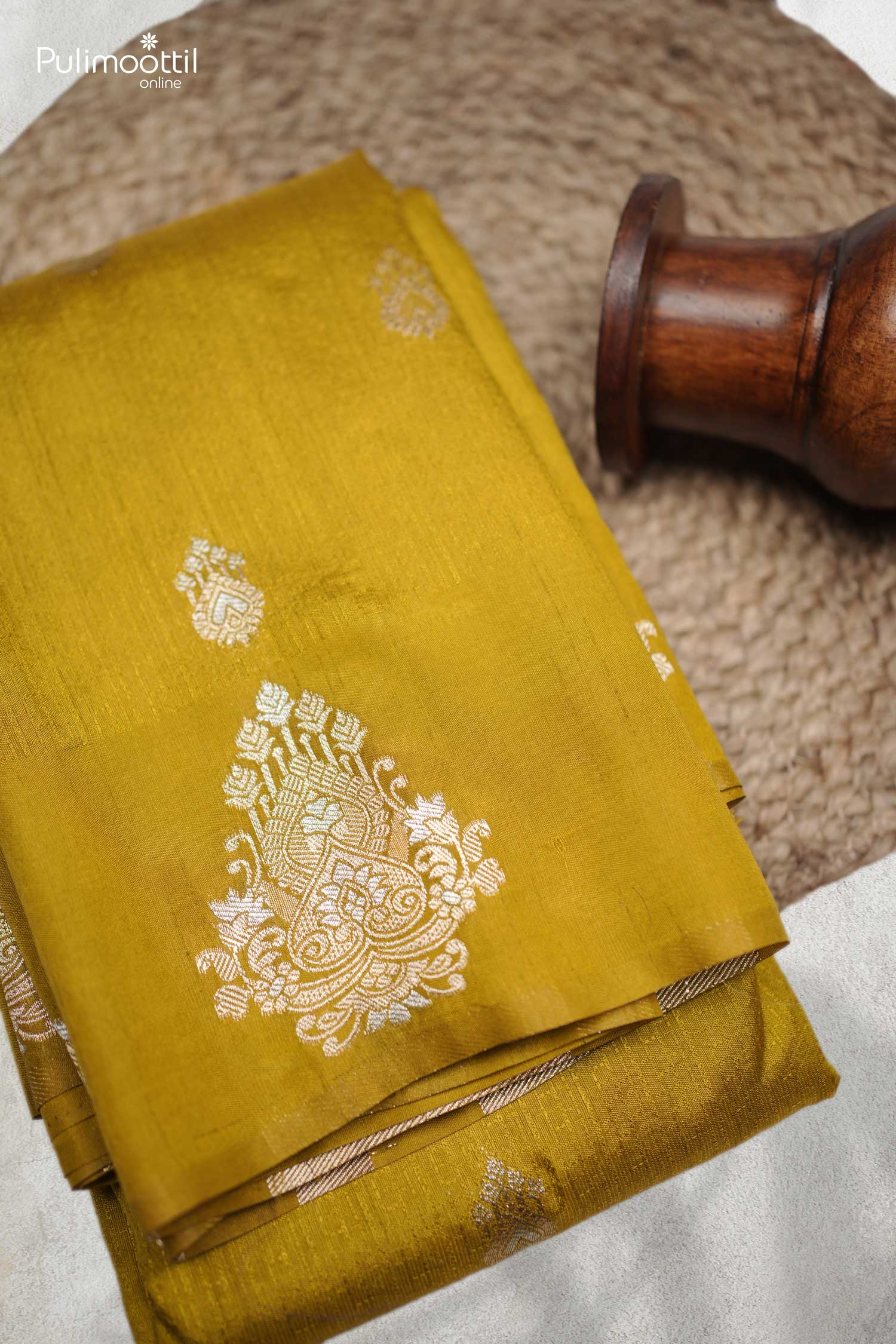 Mustard Yellow Semi Tussar Saree.