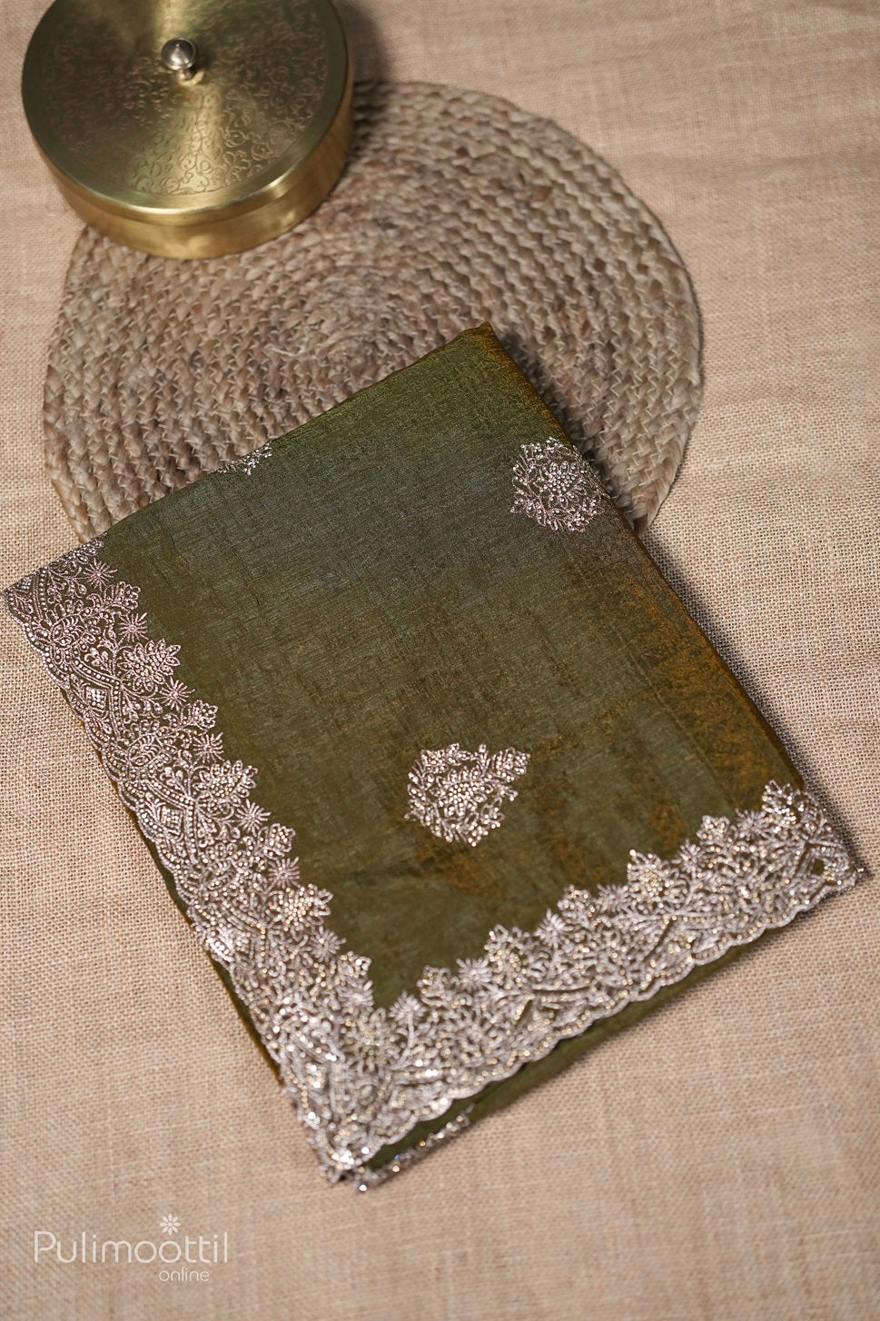 Olive Brown Colour Fancy Sareee