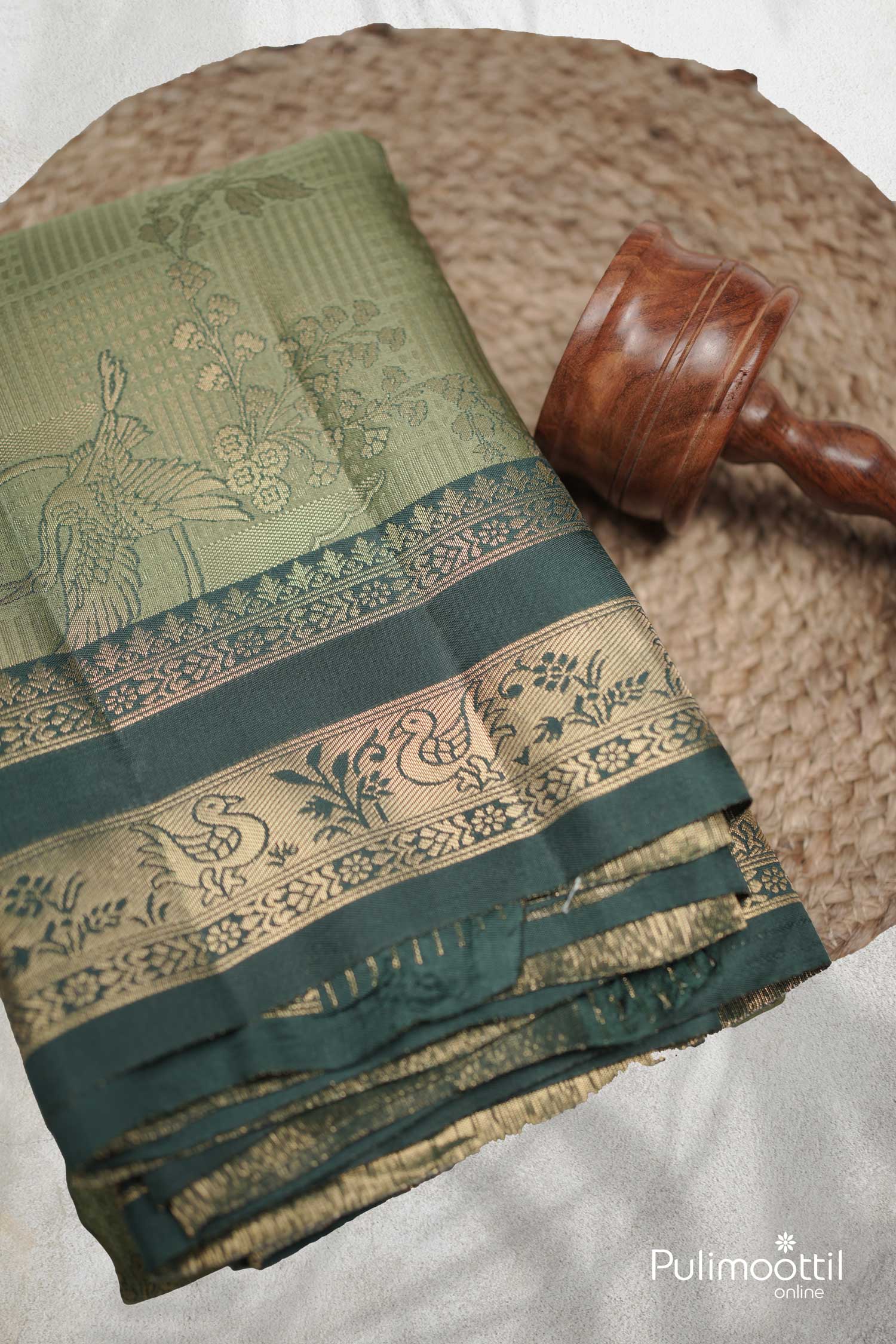 Pista Green Semi Silk Saree.