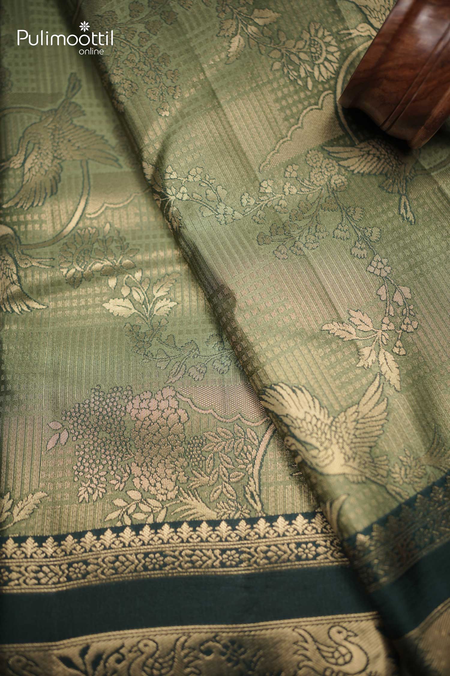 Pista Green Semi Silk Saree.