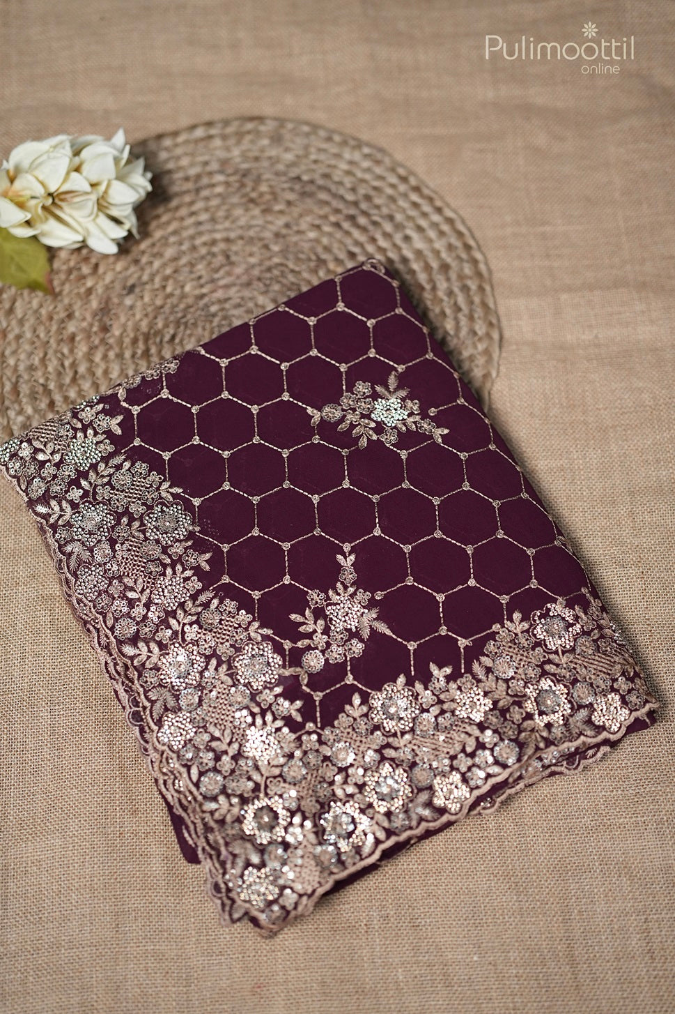 Purple colour georgette fancy saree