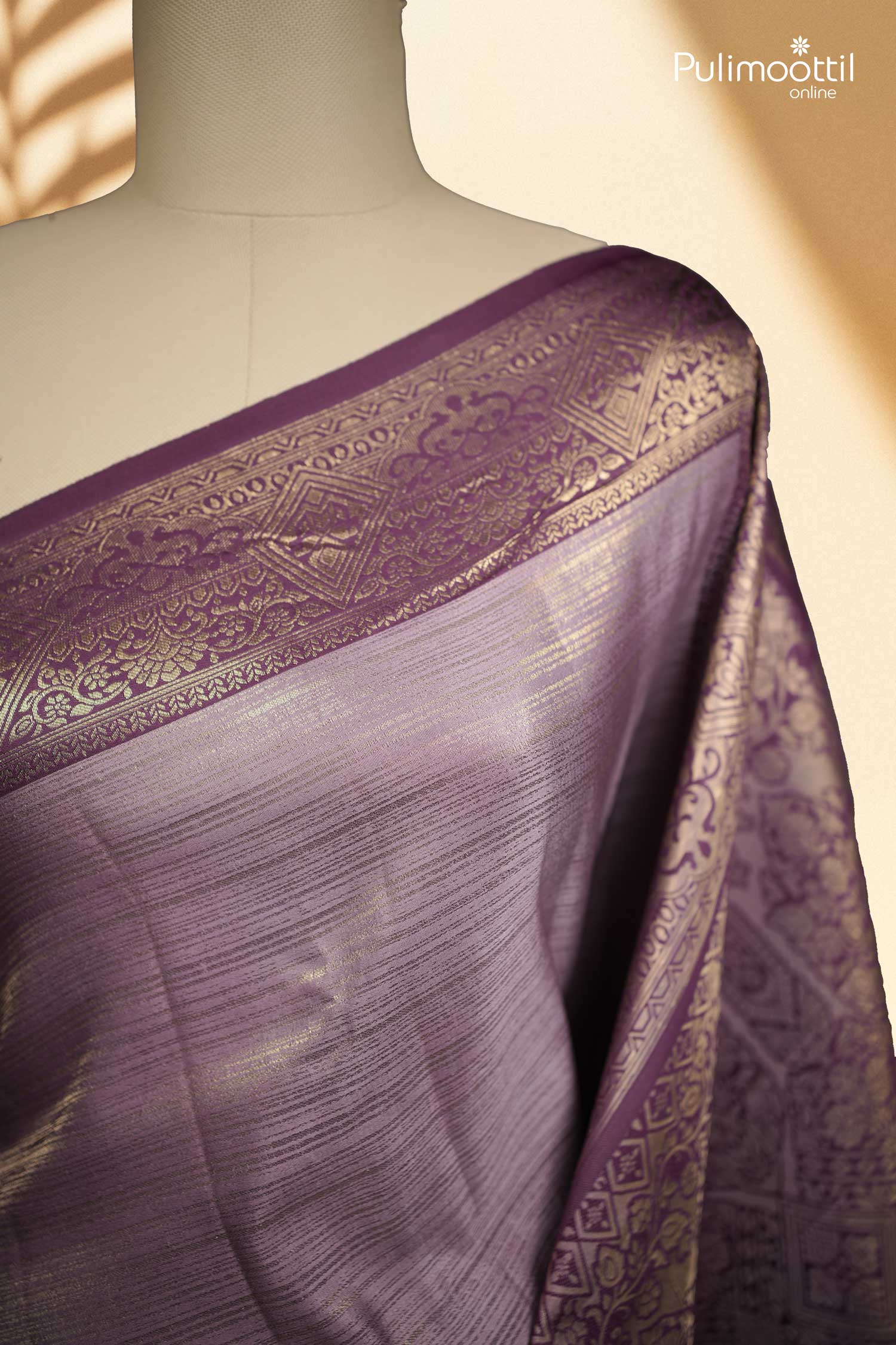 Lavender Colour Semi Silk Saree.