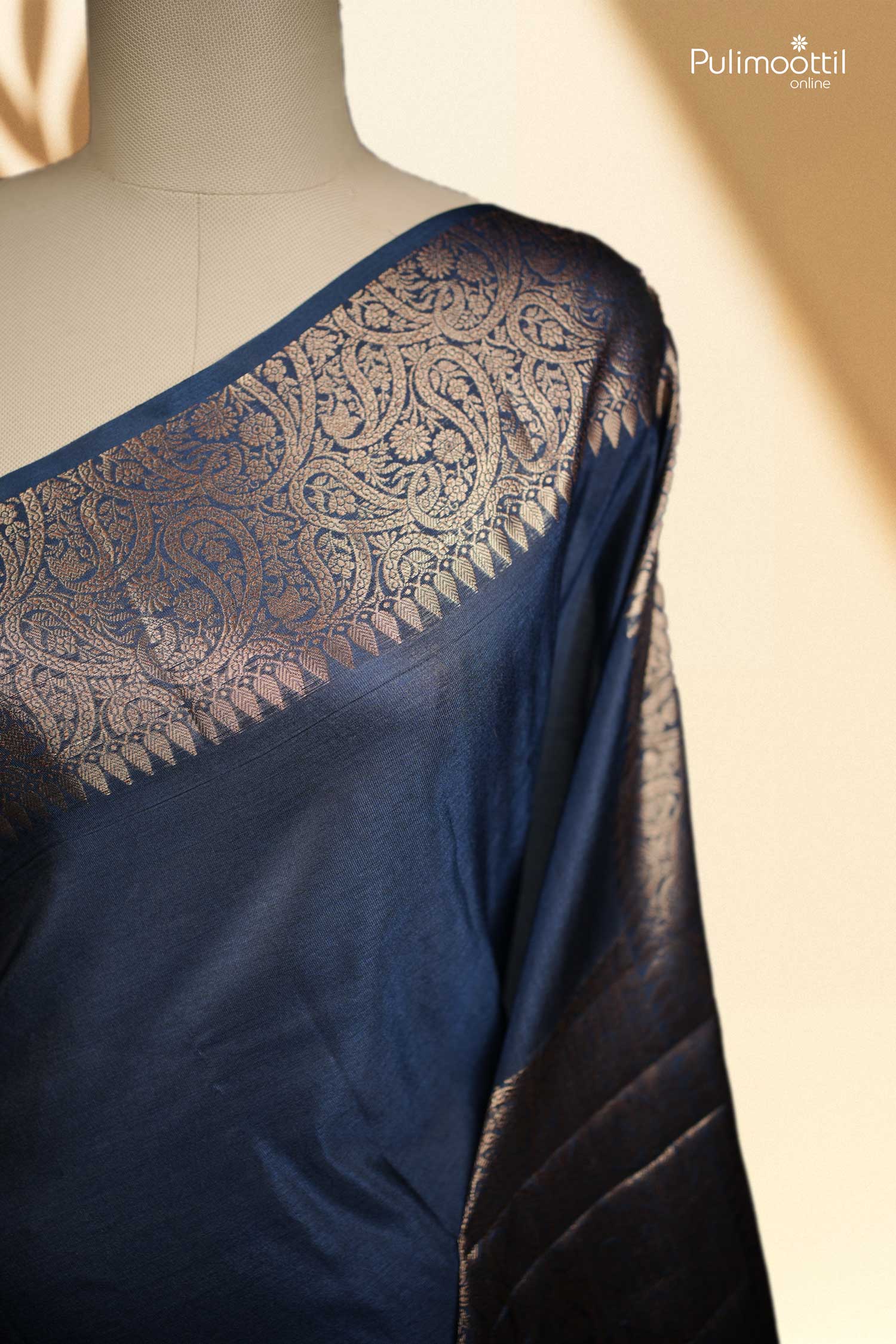 Navy Blue Banarasi Saree.
