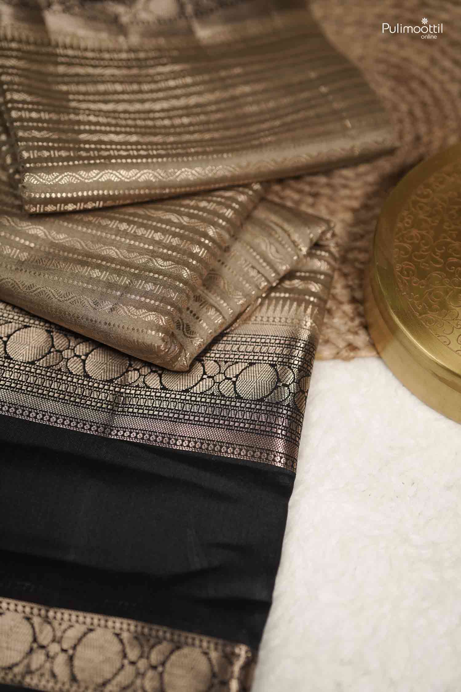 Pastel Olive Green Colour Chiniya Silk Saree