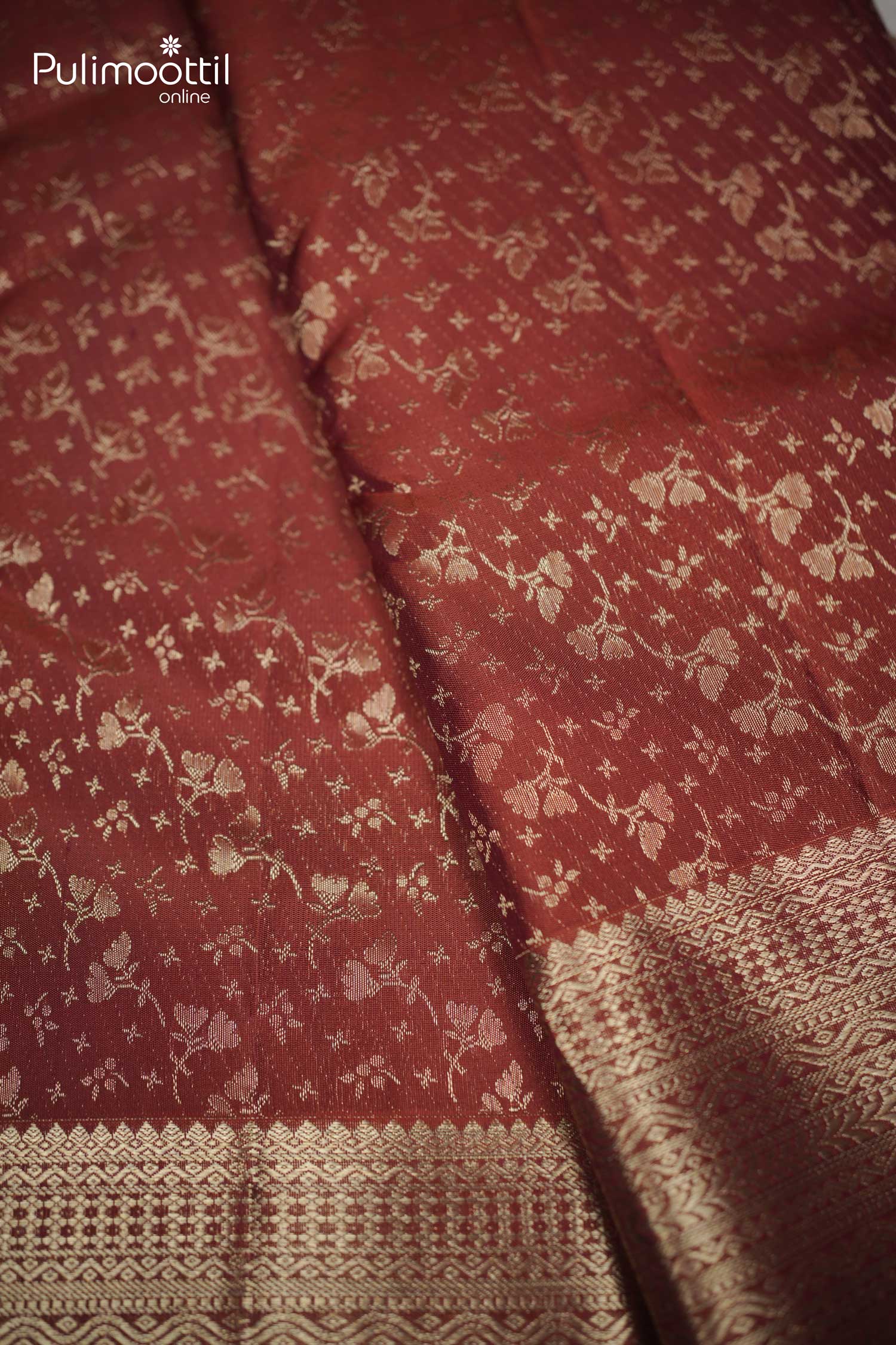 Burned Orange Colour Kanchipuram Saree.